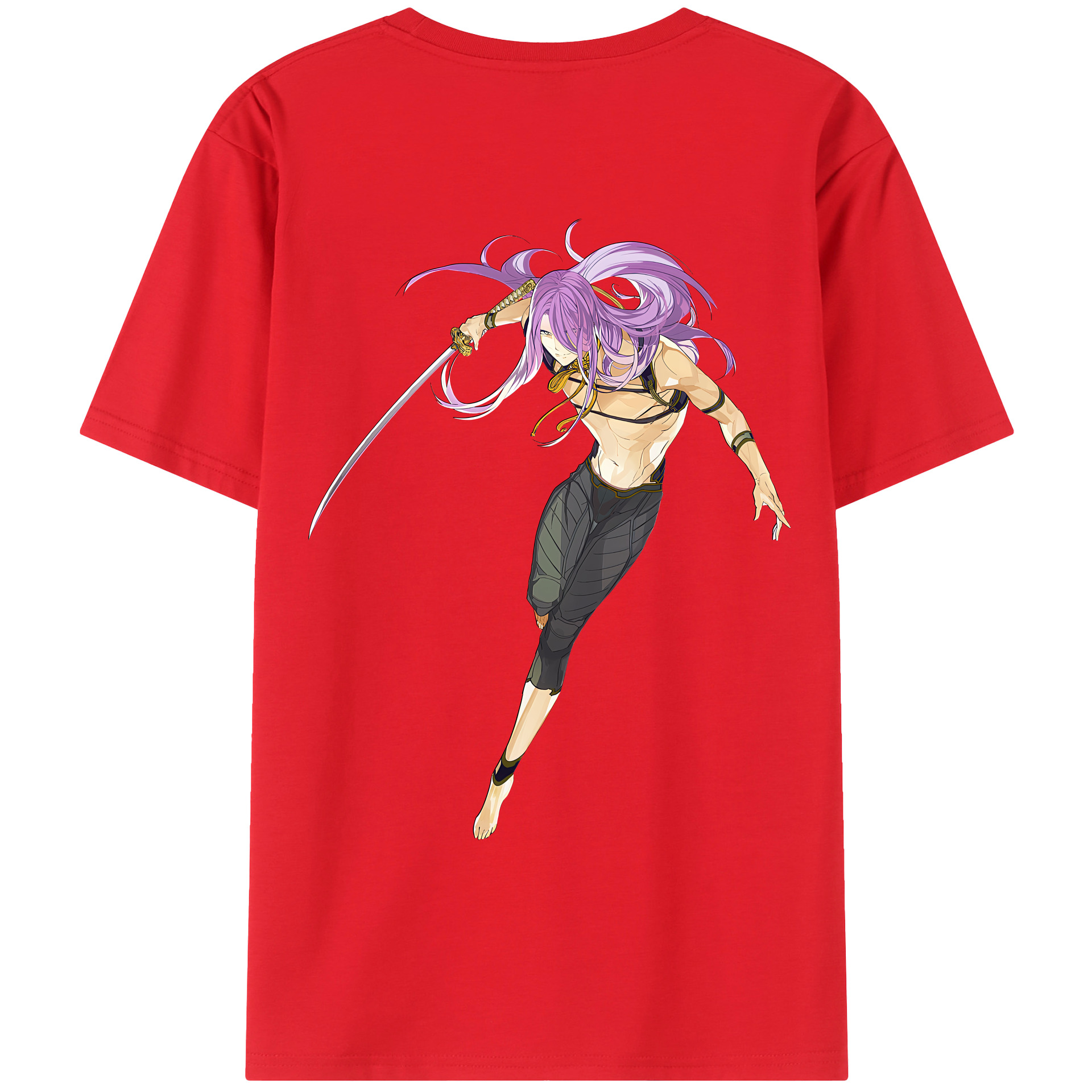 （画像用） 刀剣乱舞 Touken Ranbu 綿100％ メンズ半袖Tシャツ（バックプリント） 通気性