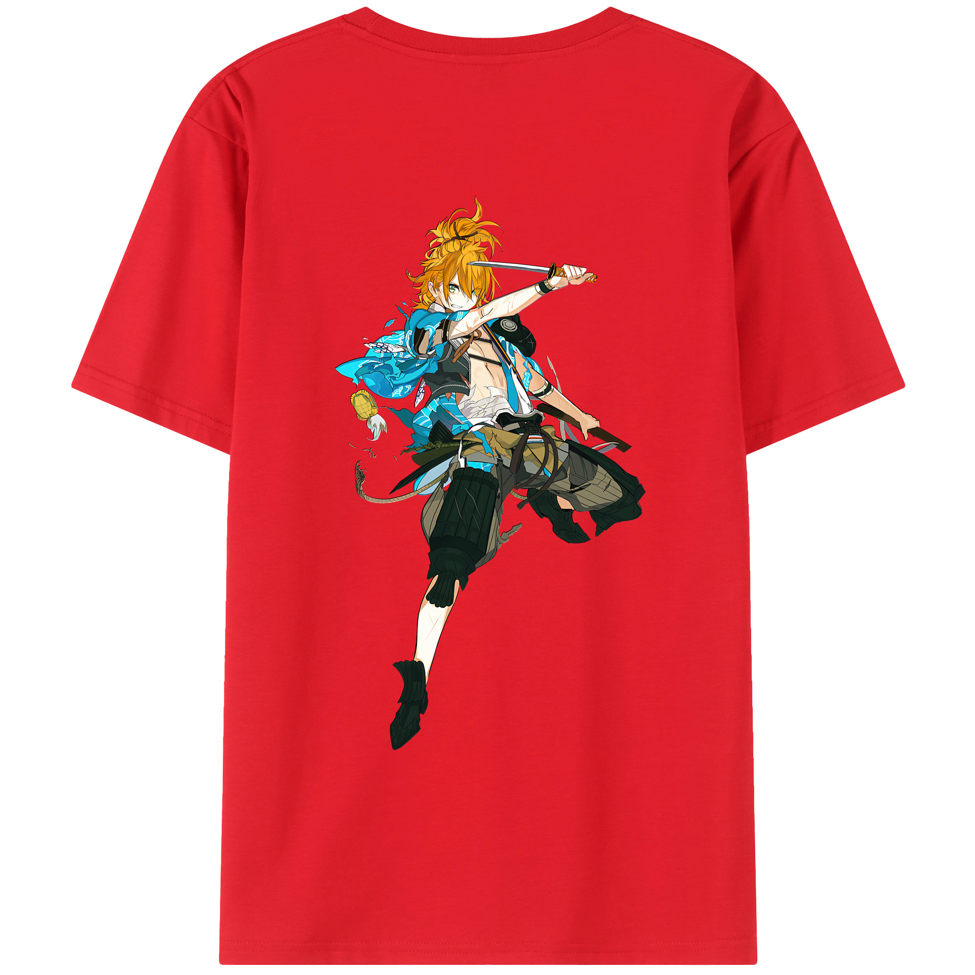 （画像用） 刀剣乱舞 Touken Ranbu 綿100％ メンズ半袖Tシャツ（バックプリント） 通気性