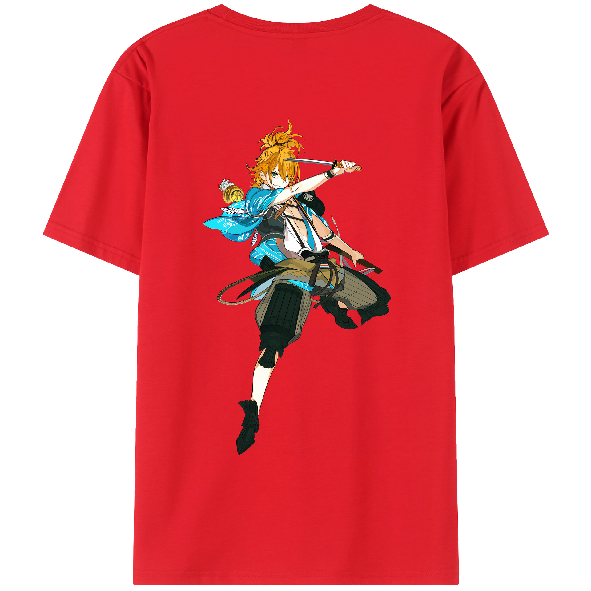 （画像用） 刀剣乱舞 Touken Ranbu 綿100％ メンズ半袖Tシャツ（バックプリント） 通気性