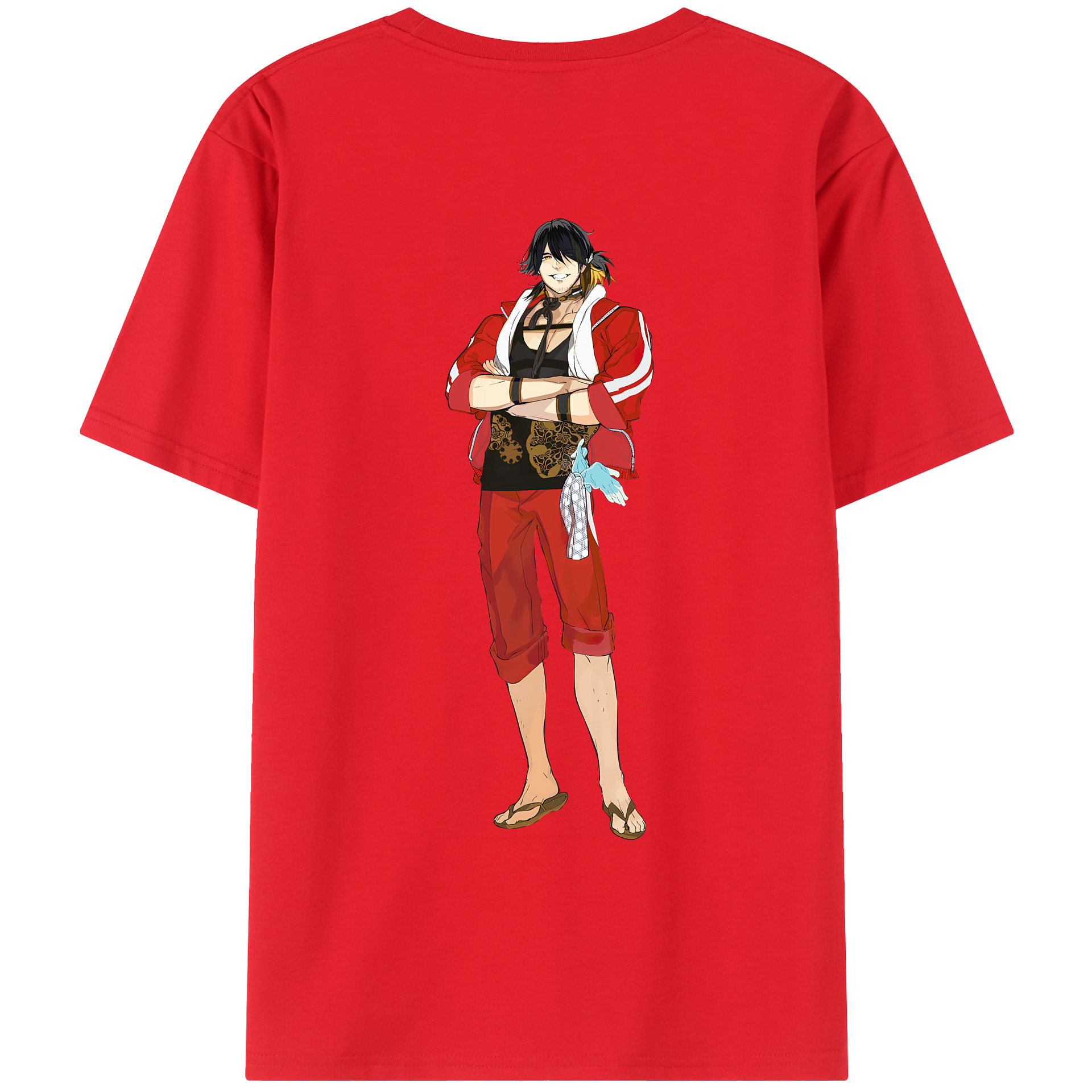 （画像用） 刀剣乱舞 Touken Ranbu 綿100％ メンズ半袖Tシャツ（バックプリント） 通気性