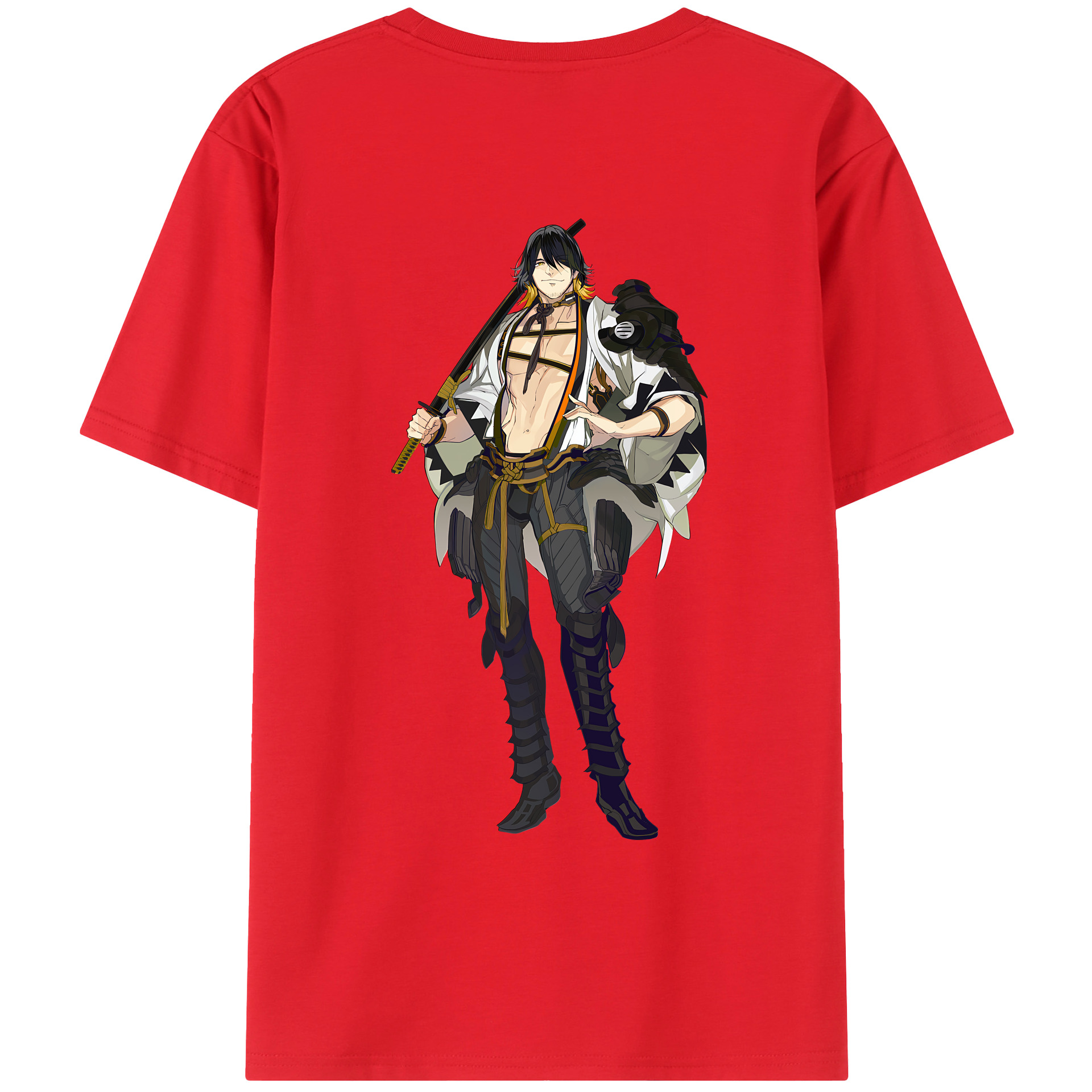 （画像用） 刀剣乱舞 Touken Ranbu 綿100％ メンズ半袖Tシャツ（バックプリント） 通気性
