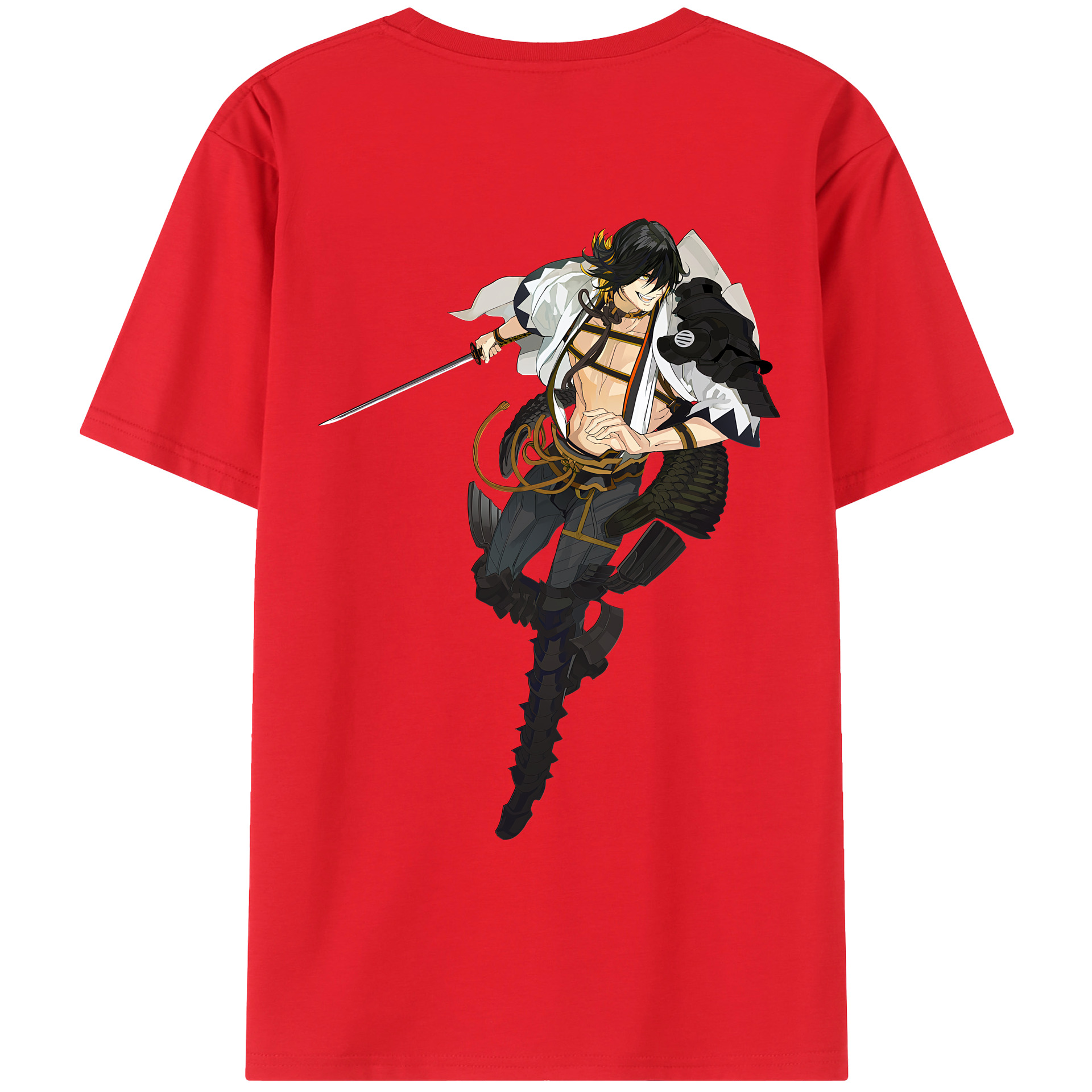 （画像用） 刀剣乱舞 Touken Ranbu 綿100％ メンズ半袖Tシャツ（バックプリント） 通気性