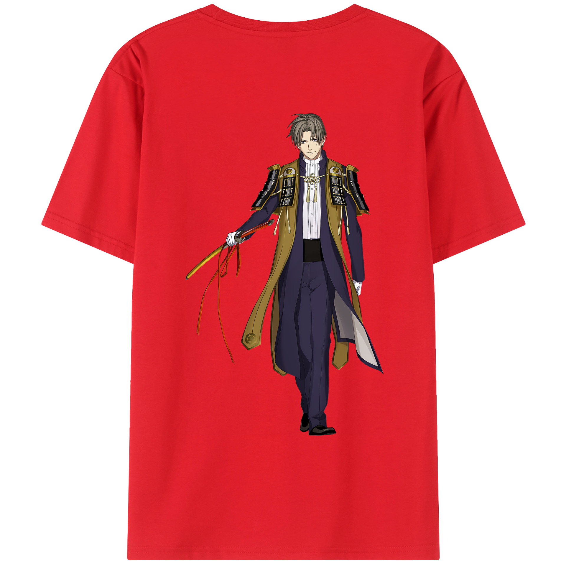 （画像用） 刀剣乱舞 Touken Ranbu 綿100％ メンズ半袖Tシャツ（バックプリント） 通気性