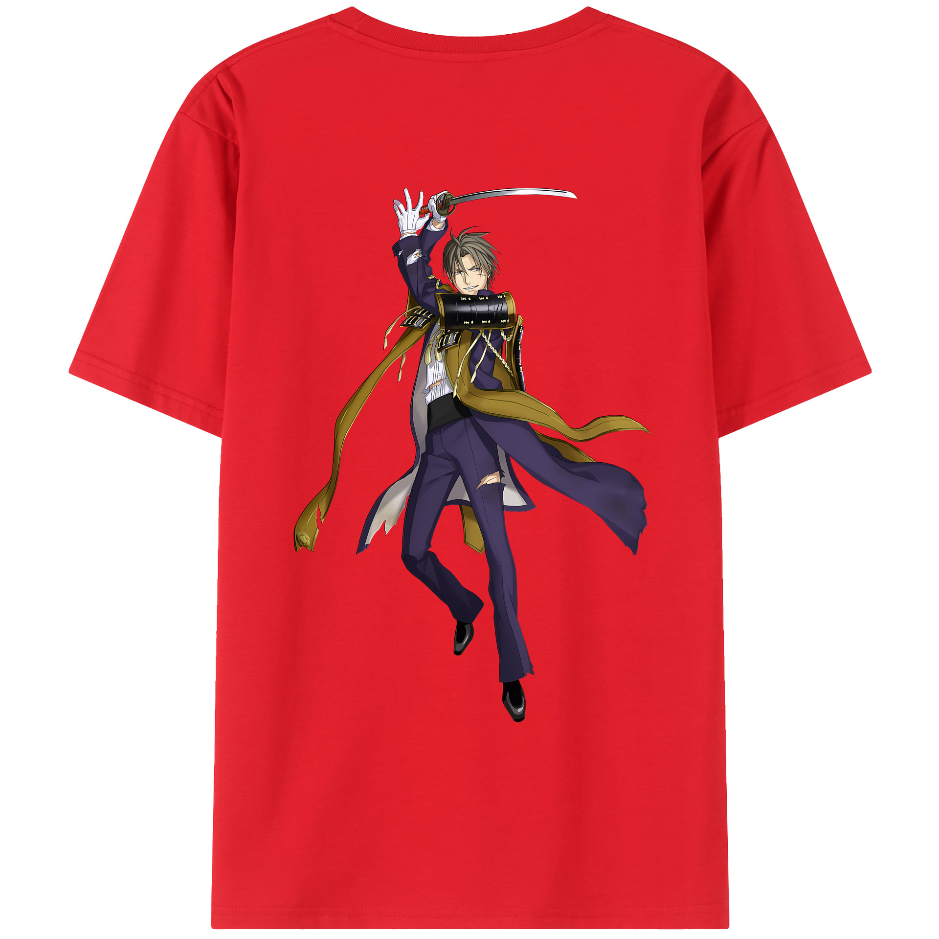 （画像用） 刀剣乱舞 Touken Ranbu 綿100％ メンズ半袖Tシャツ（バックプリント） 通気性
