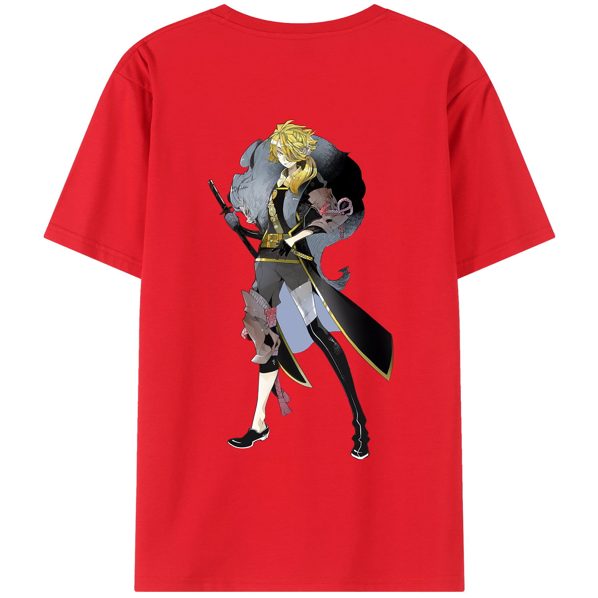 （画像用） 刀剣乱舞 Touken Ranbu 綿100％ メンズ半袖Tシャツ（バックプリント） 通気性