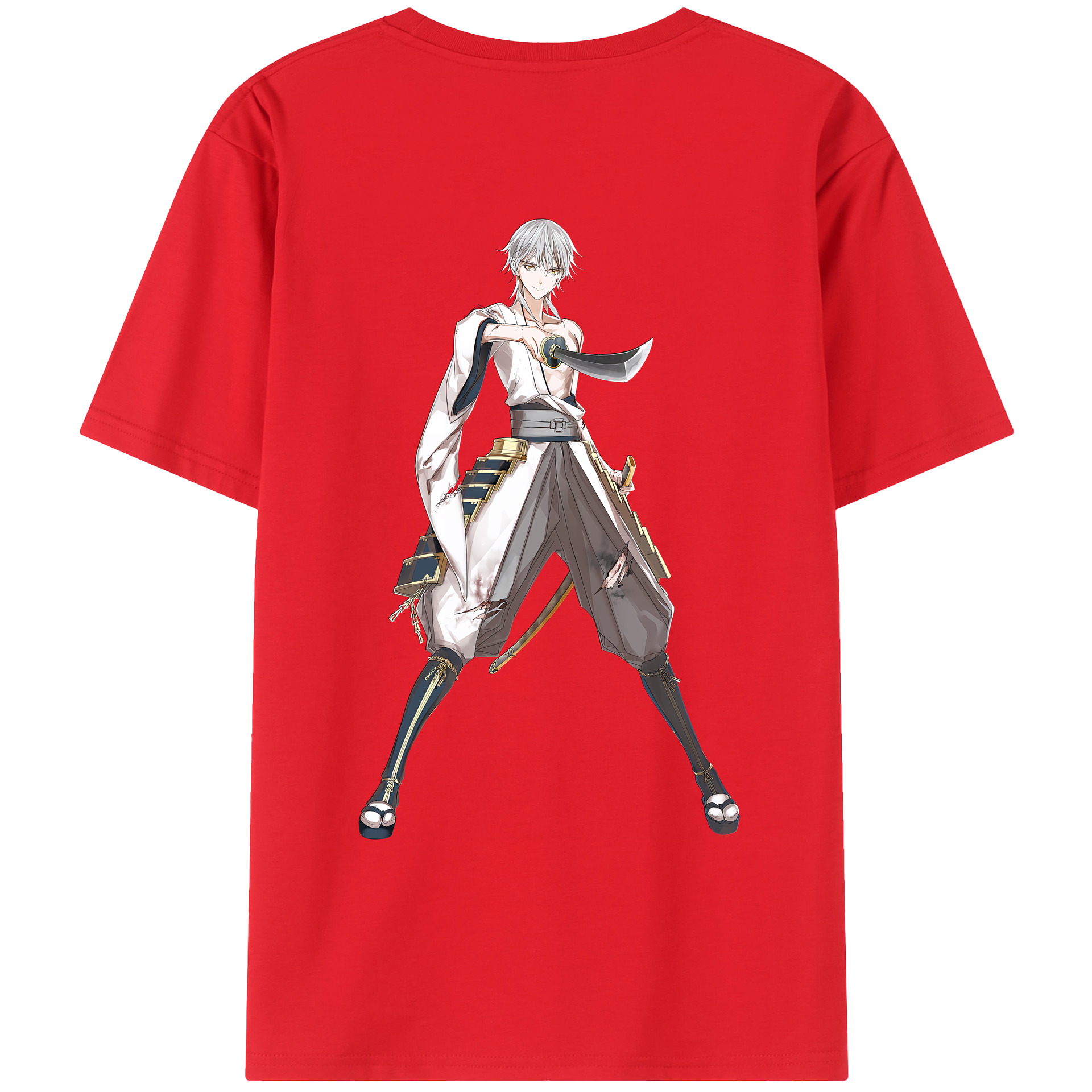 （画像用） 刀剣乱舞 Touken Ranbu 綿100％ メンズ半袖Tシャツ（バックプリント） 通気性