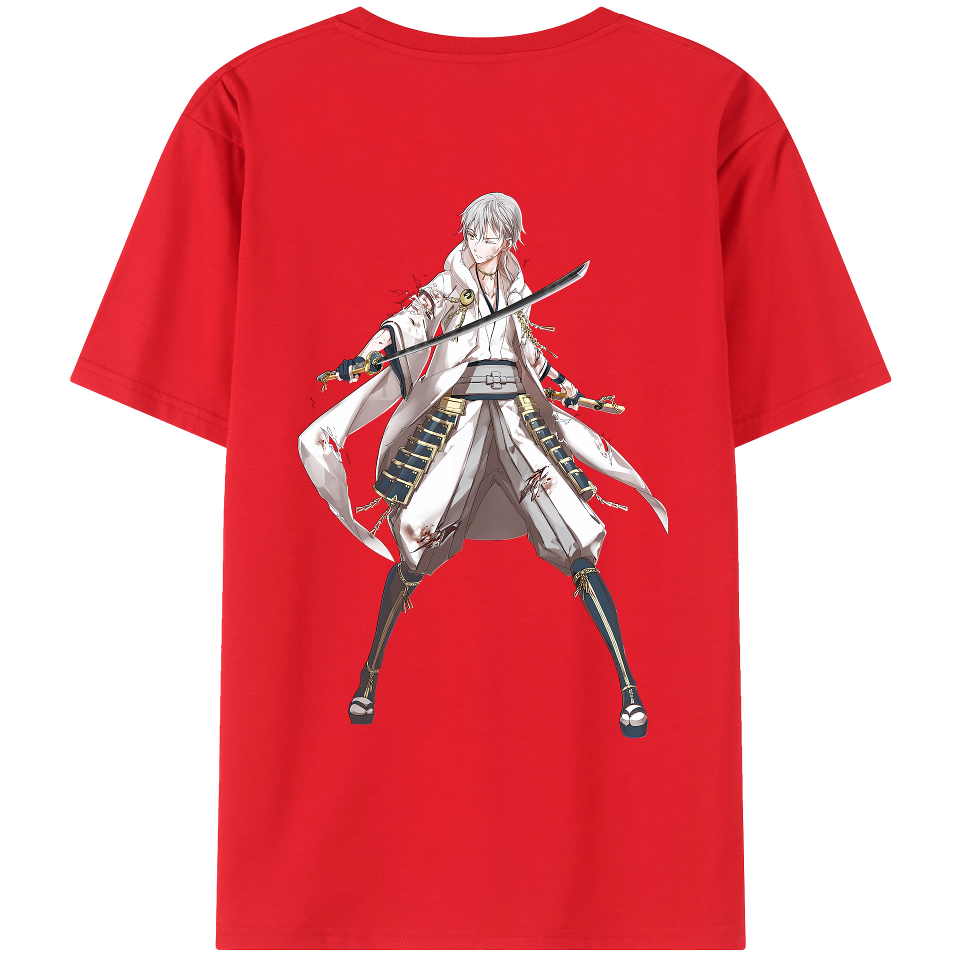 （画像用） 刀剣乱舞 Touken Ranbu 綿100％ メンズ半袖Tシャツ（バックプリント） 通気性