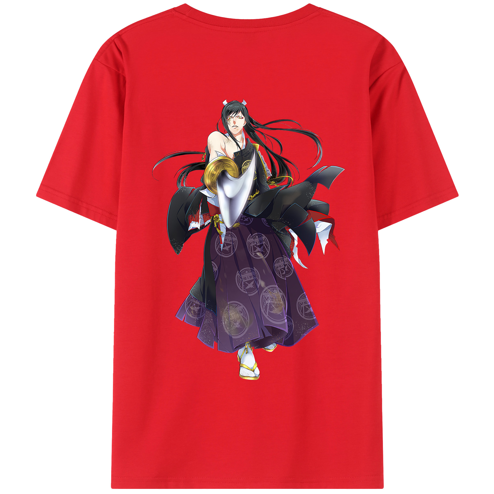 （画像用） 刀剣乱舞 Touken Ranbu 綿100％ メンズ半袖Tシャツ（バックプリント） 通気性