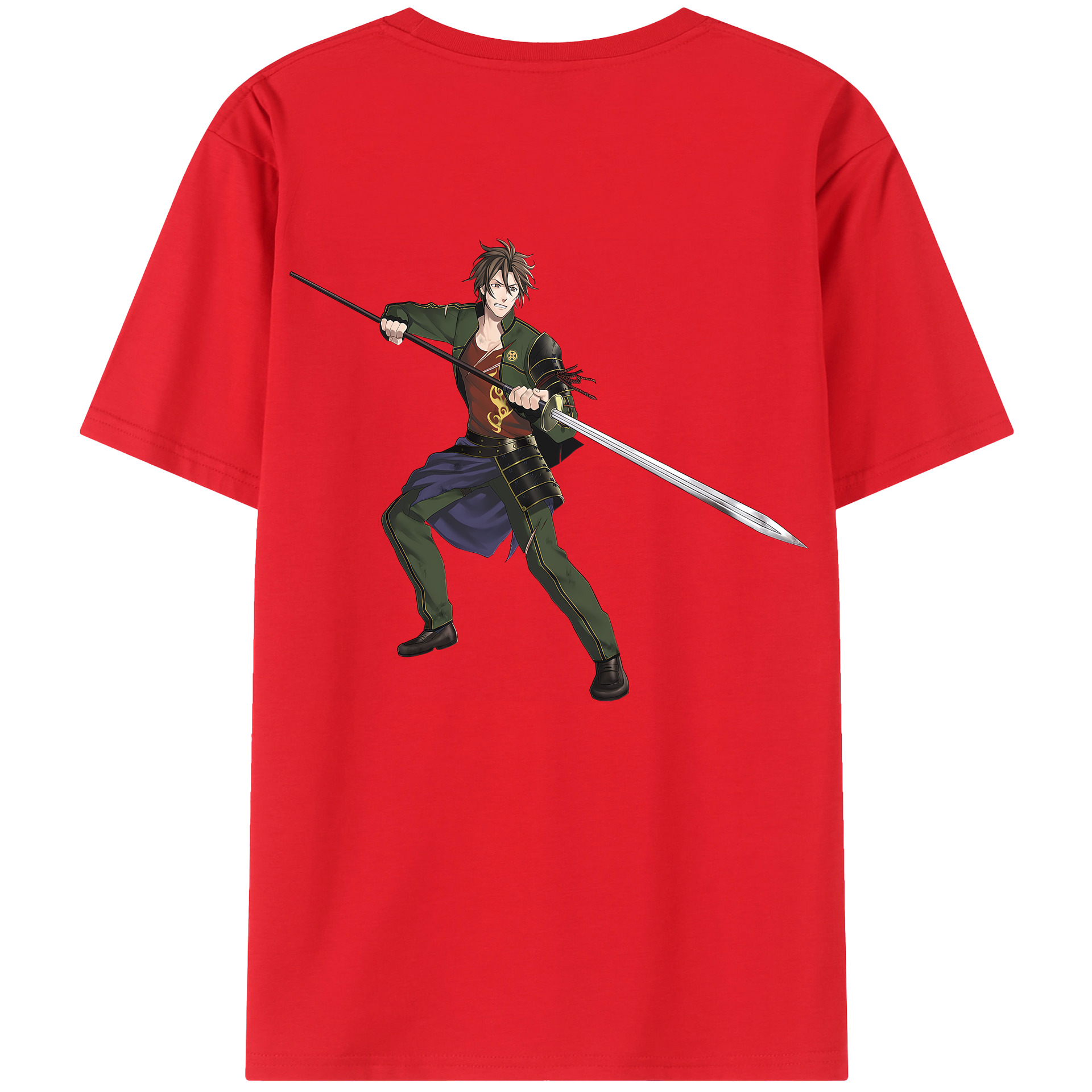 （画像用） 刀剣乱舞 Touken Ranbu 綿100％ メンズ半袖Tシャツ（バックプリント） 通気性