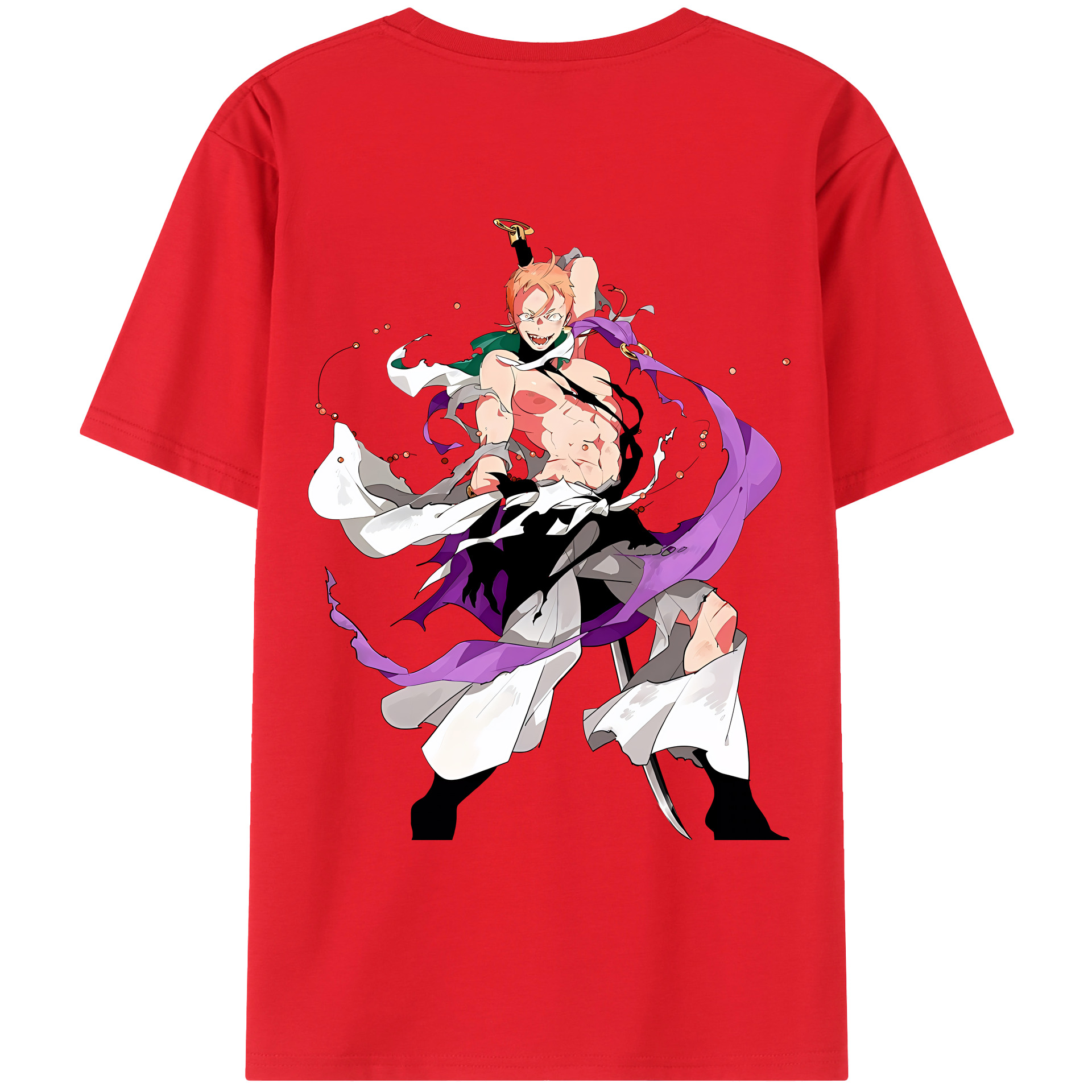 （画像用） 刀剣乱舞 Touken Ranbu 綿100％ メンズ半袖Tシャツ（バックプリント） 通気性
