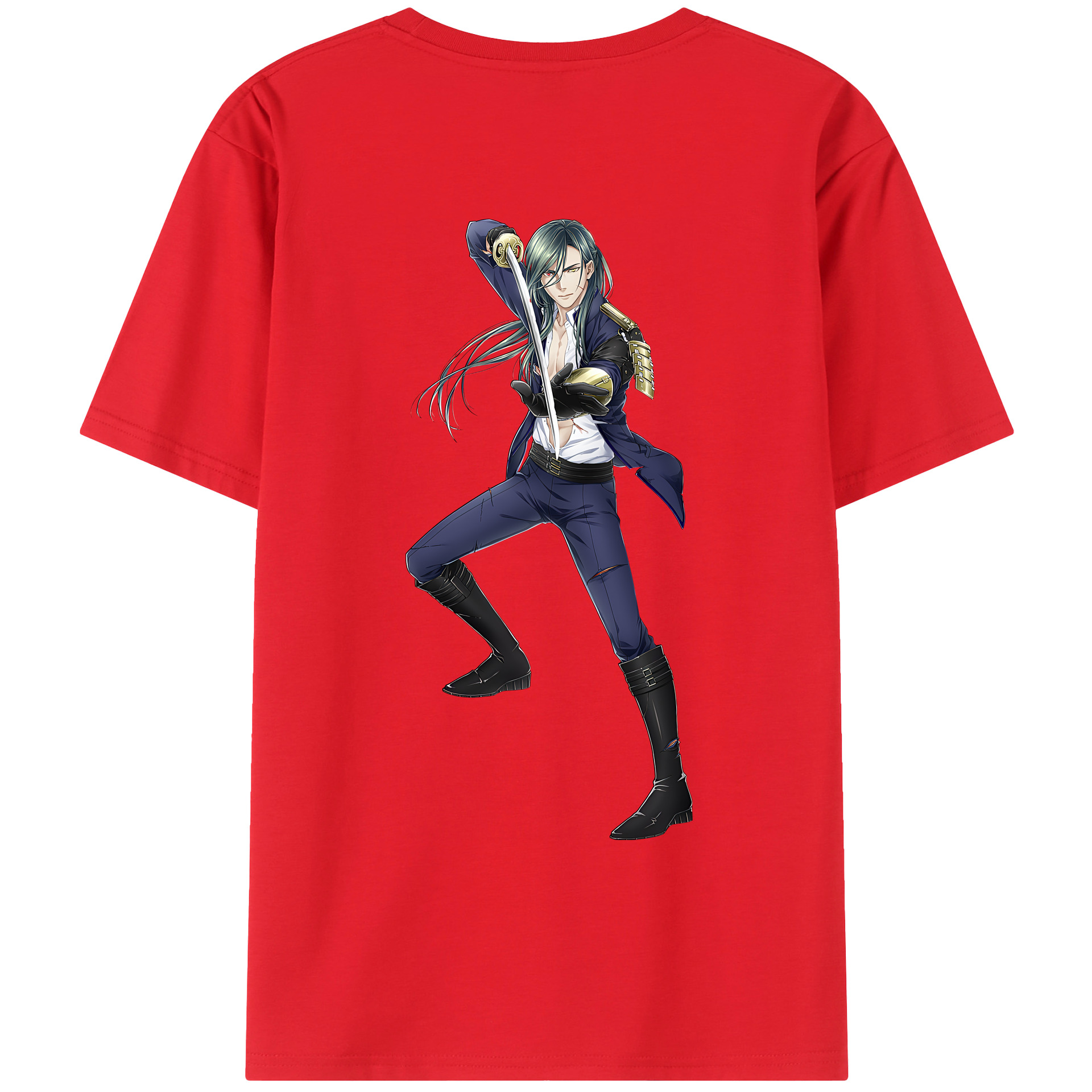 （画像用） 刀剣乱舞 Touken Ranbu 綿100％ メンズ半袖Tシャツ（バックプリント） 通気性