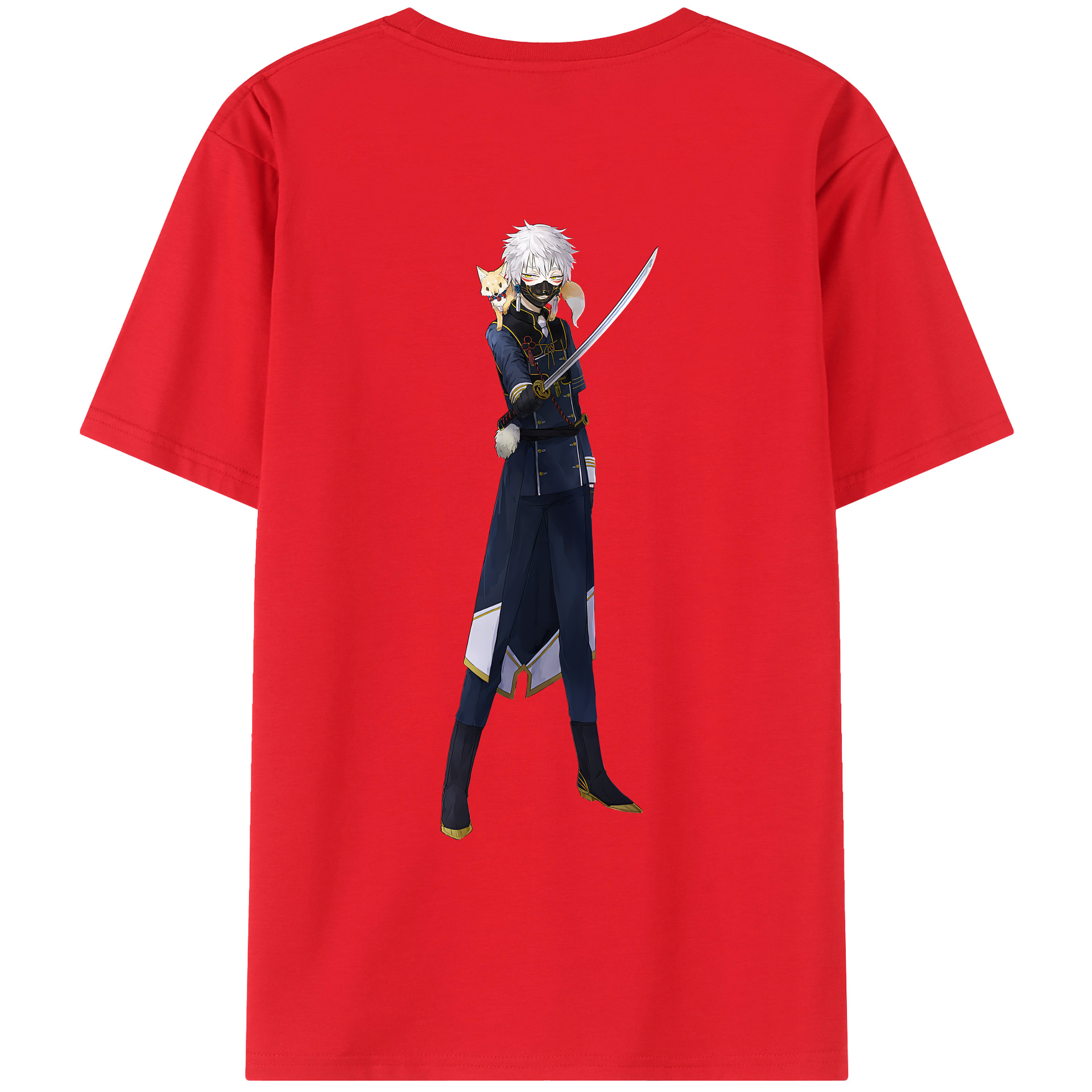 （画像用） 刀剣乱舞 Touken Ranbu 綿100％ メンズ半袖Tシャツ（バックプリント） 通気性