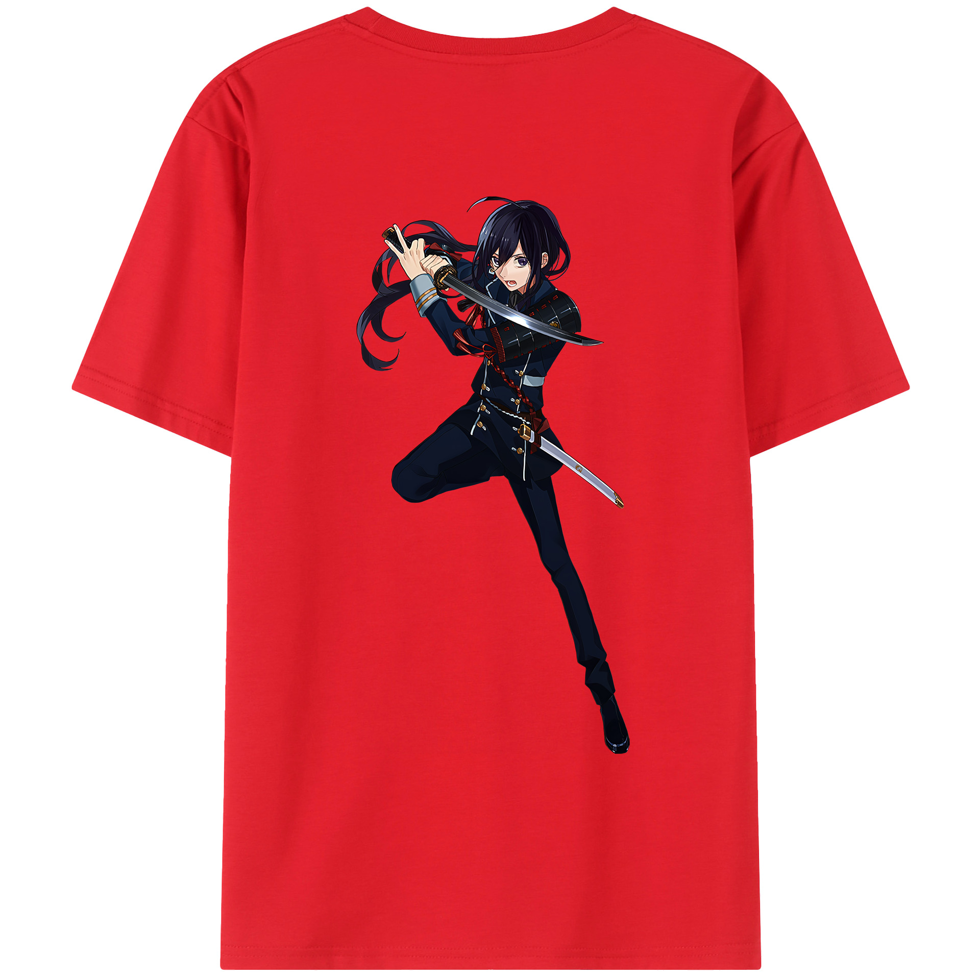 （画像用） 刀剣乱舞 Touken Ranbu 綿100％ メンズ半袖Tシャツ（バックプリント） 通気性