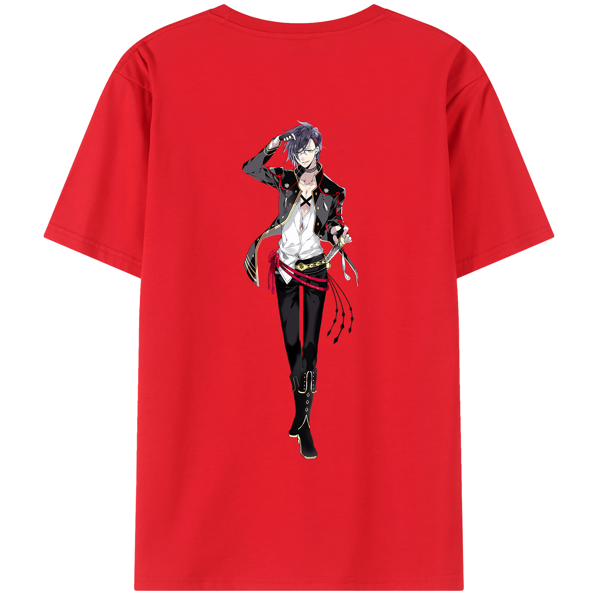 （画像用） 刀剣乱舞 Touken Ranbu 綿100％ メンズ半袖Tシャツ（バックプリント） 通気性