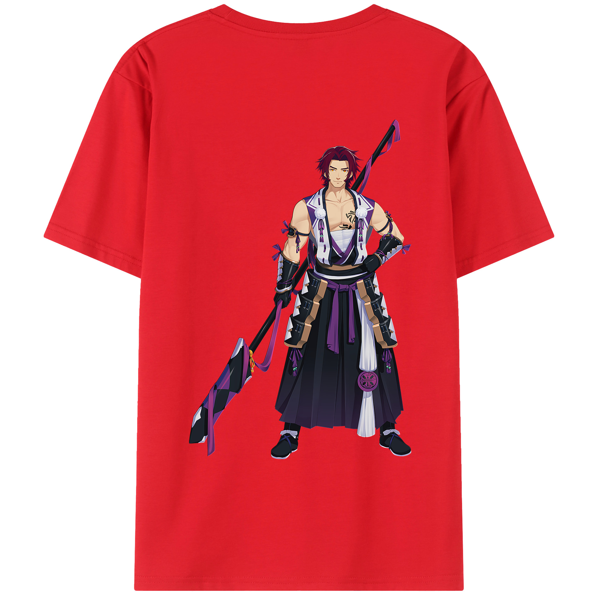 （画像用） 刀剣乱舞 Touken Ranbu 綿100％ メンズ半袖Tシャツ（バックプリント） 通気性