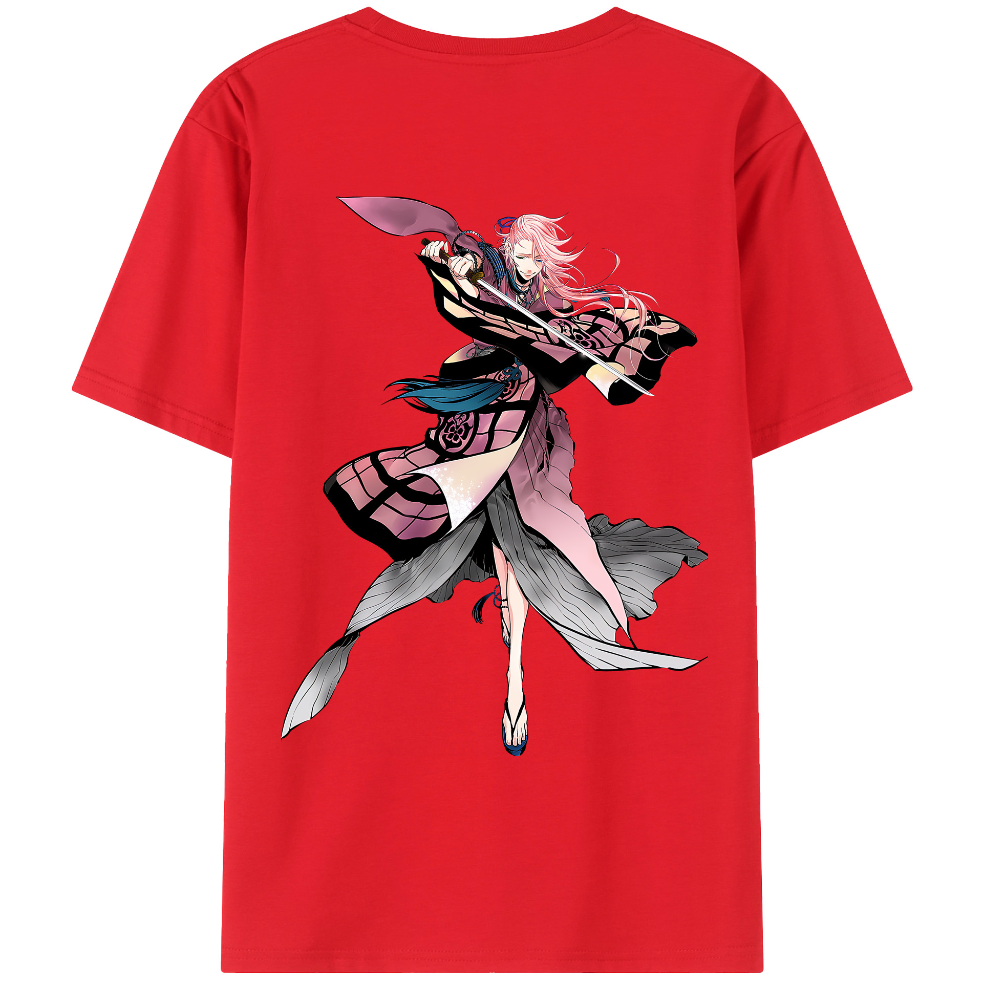（画像用） 刀剣乱舞 Touken Ranbu 綿100％ メンズ半袖Tシャツ（バックプリント） 通気性