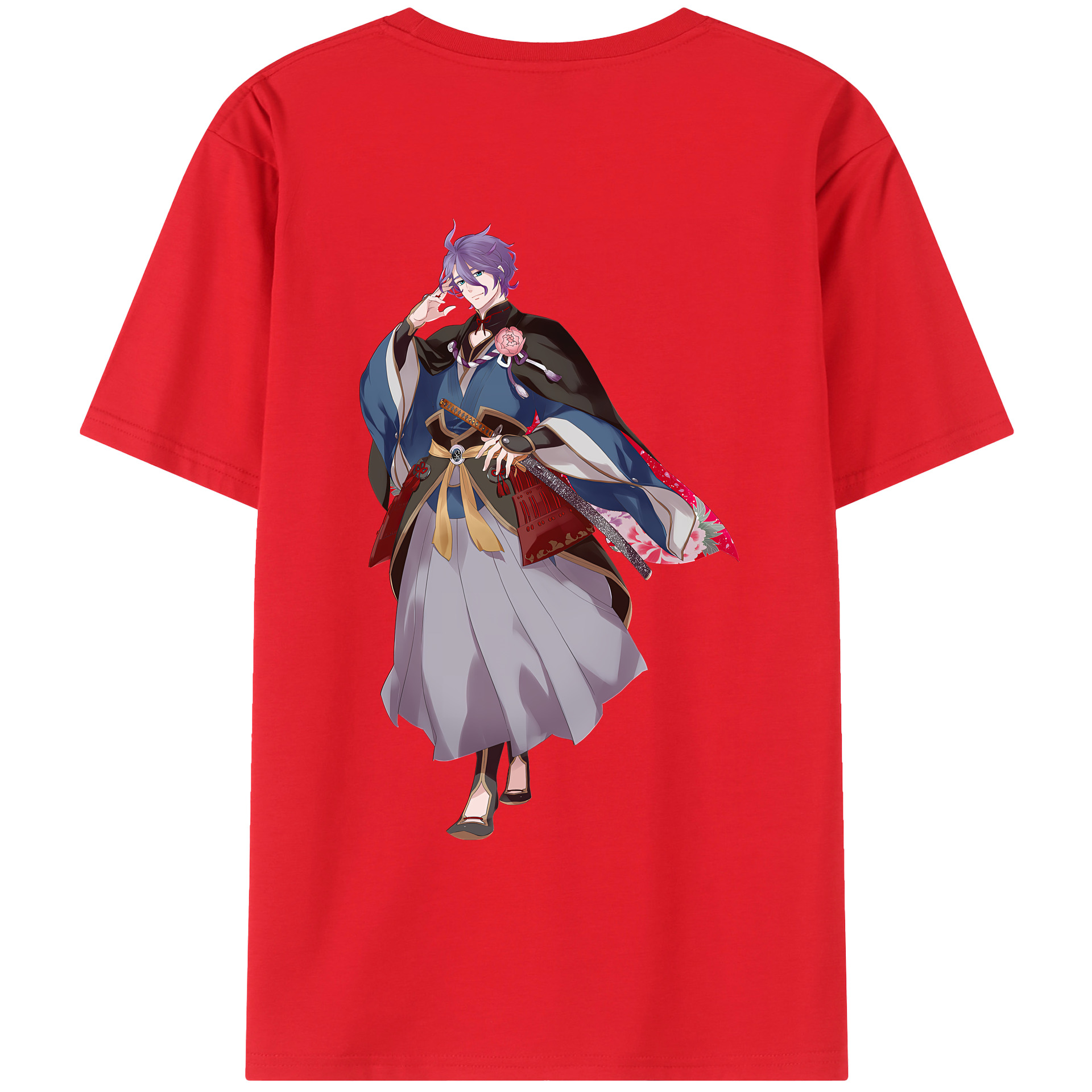 （画像用） 刀剣乱舞 Touken Ranbu 綿100％ メンズ半袖Tシャツ（バックプリント） 通気性