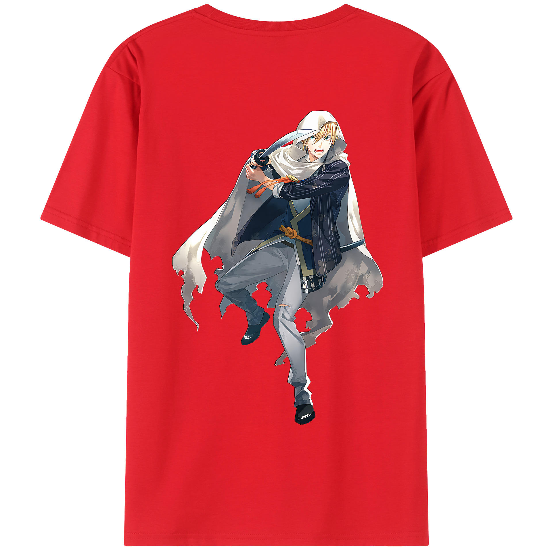 （画像用） 刀剣乱舞 Touken Ranbu 綿100％ メンズ半袖Tシャツ（バックプリント） 通気性