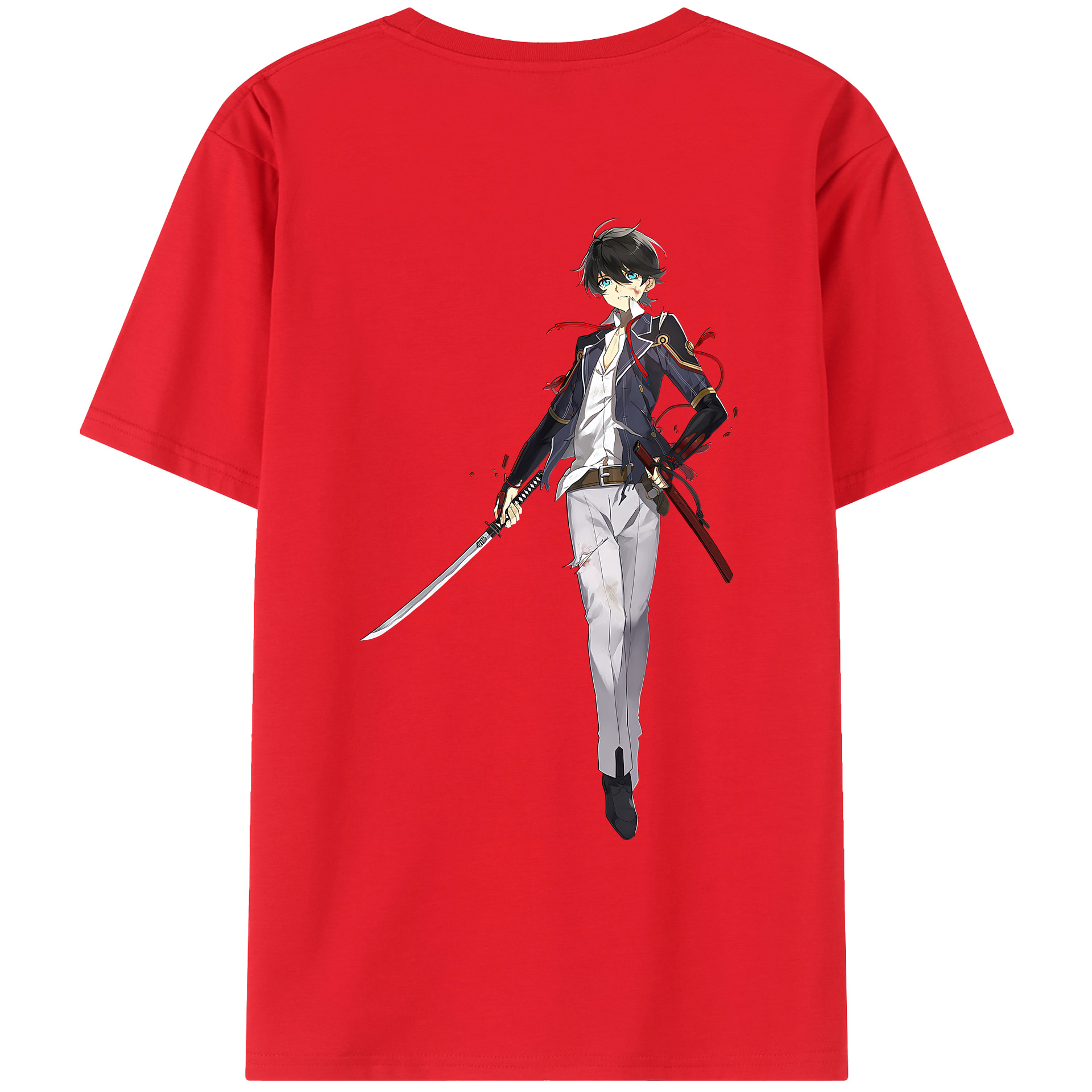 （画像用） 刀剣乱舞 Touken Ranbu 綿100％ メンズ半袖Tシャツ（バックプリント） 通気性