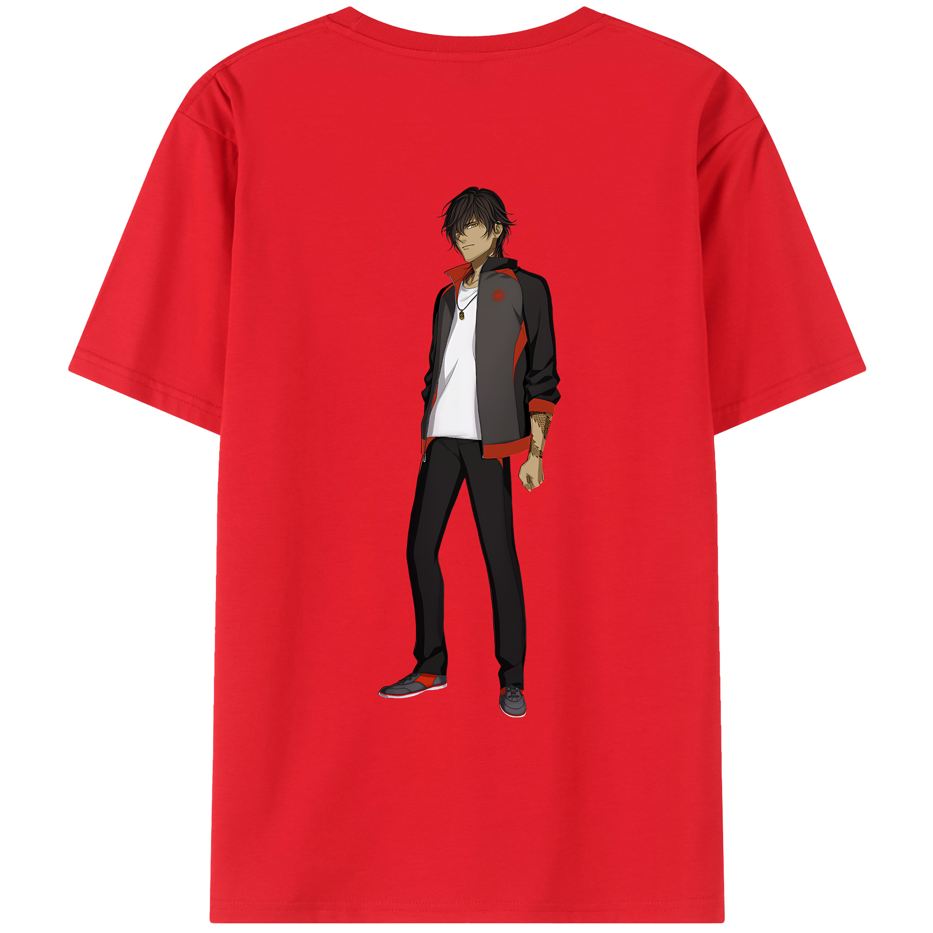 （画像用） 刀剣乱舞 Touken Ranbu 綿100％ メンズ半袖Tシャツ（バックプリント） 通気性