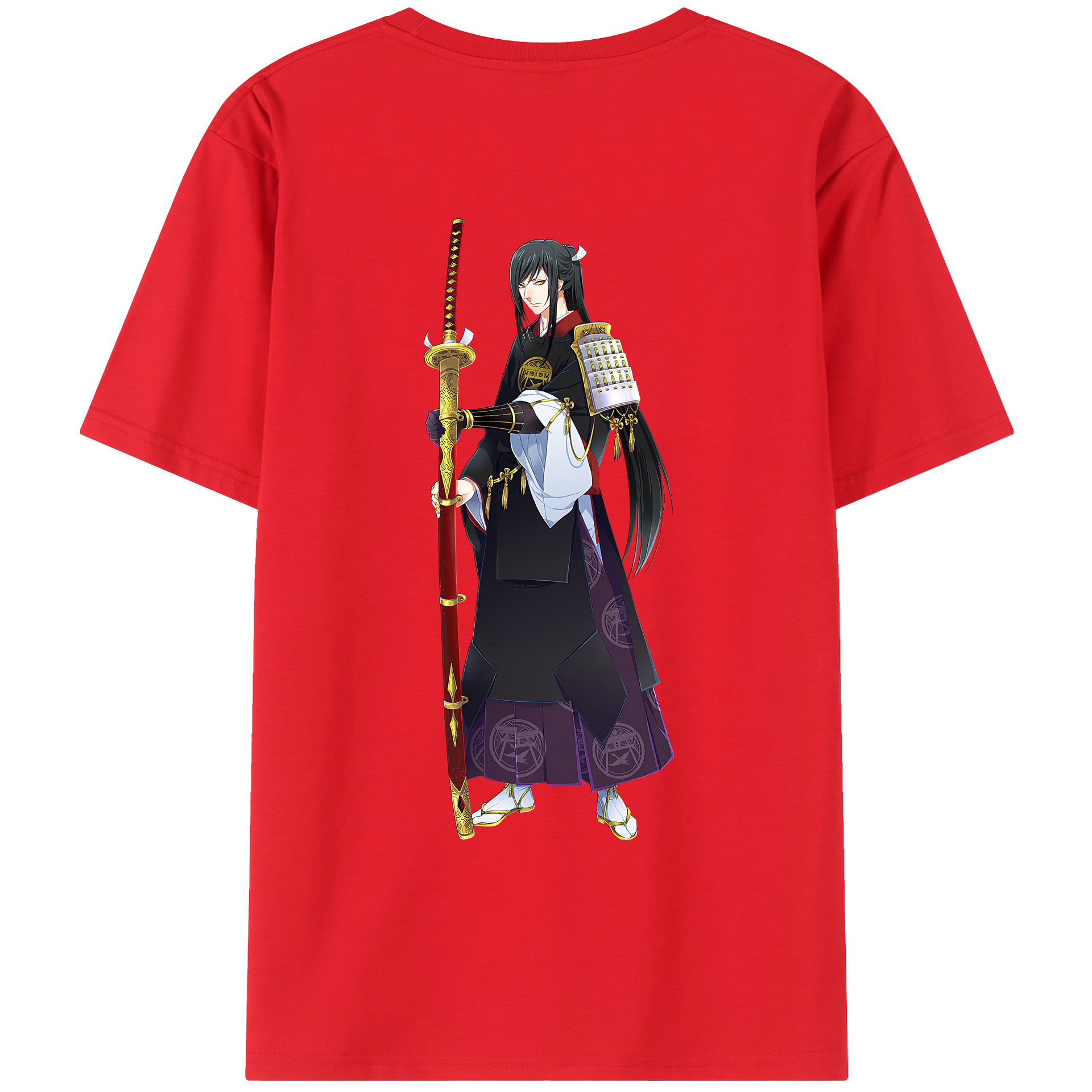 （画像用） 刀剣乱舞 Touken Ranbu 綿100％ メンズ半袖Tシャツ（バックプリント） 通気性