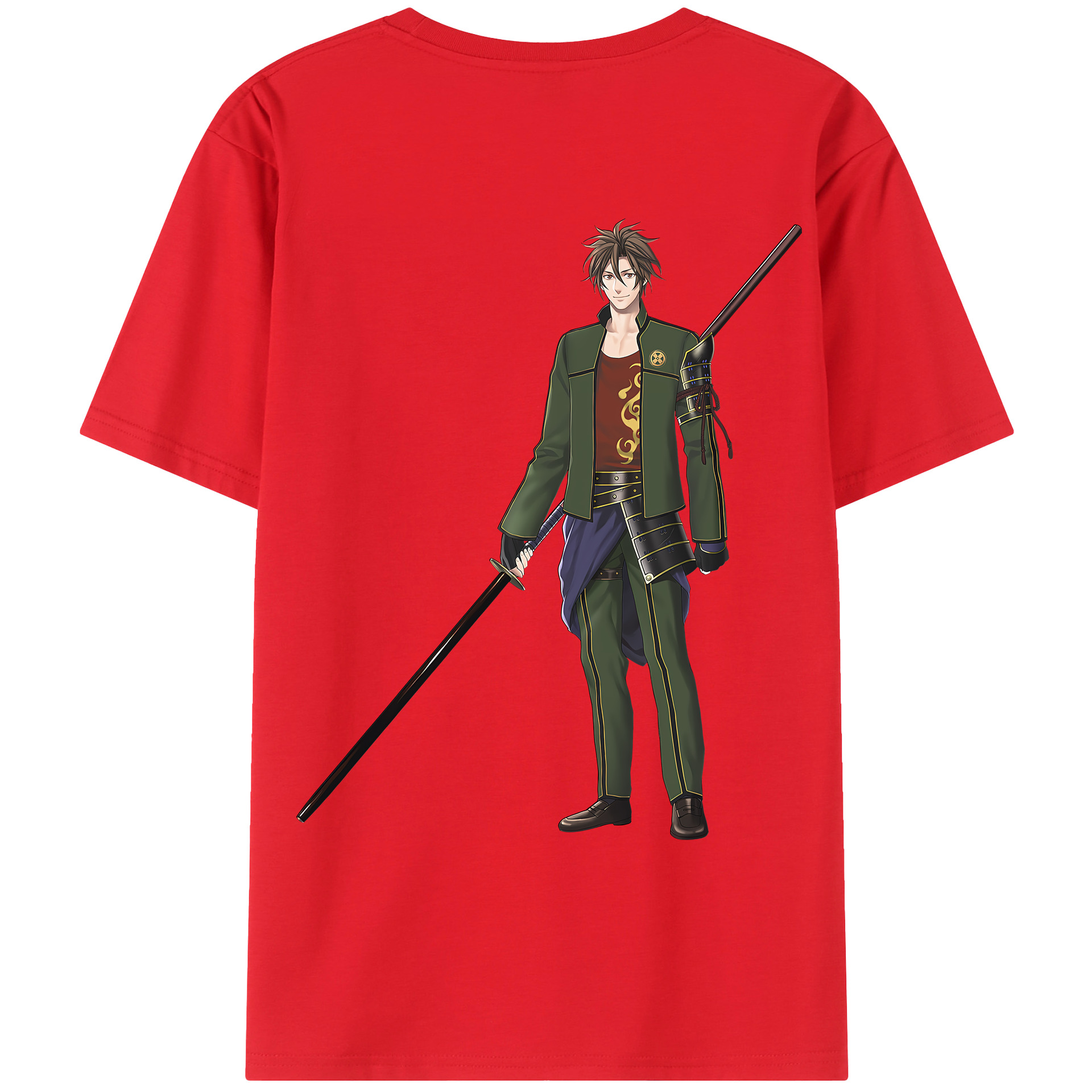（画像用） 刀剣乱舞 Touken Ranbu 綿100％ メンズ半袖Tシャツ（バックプリント） 通気性