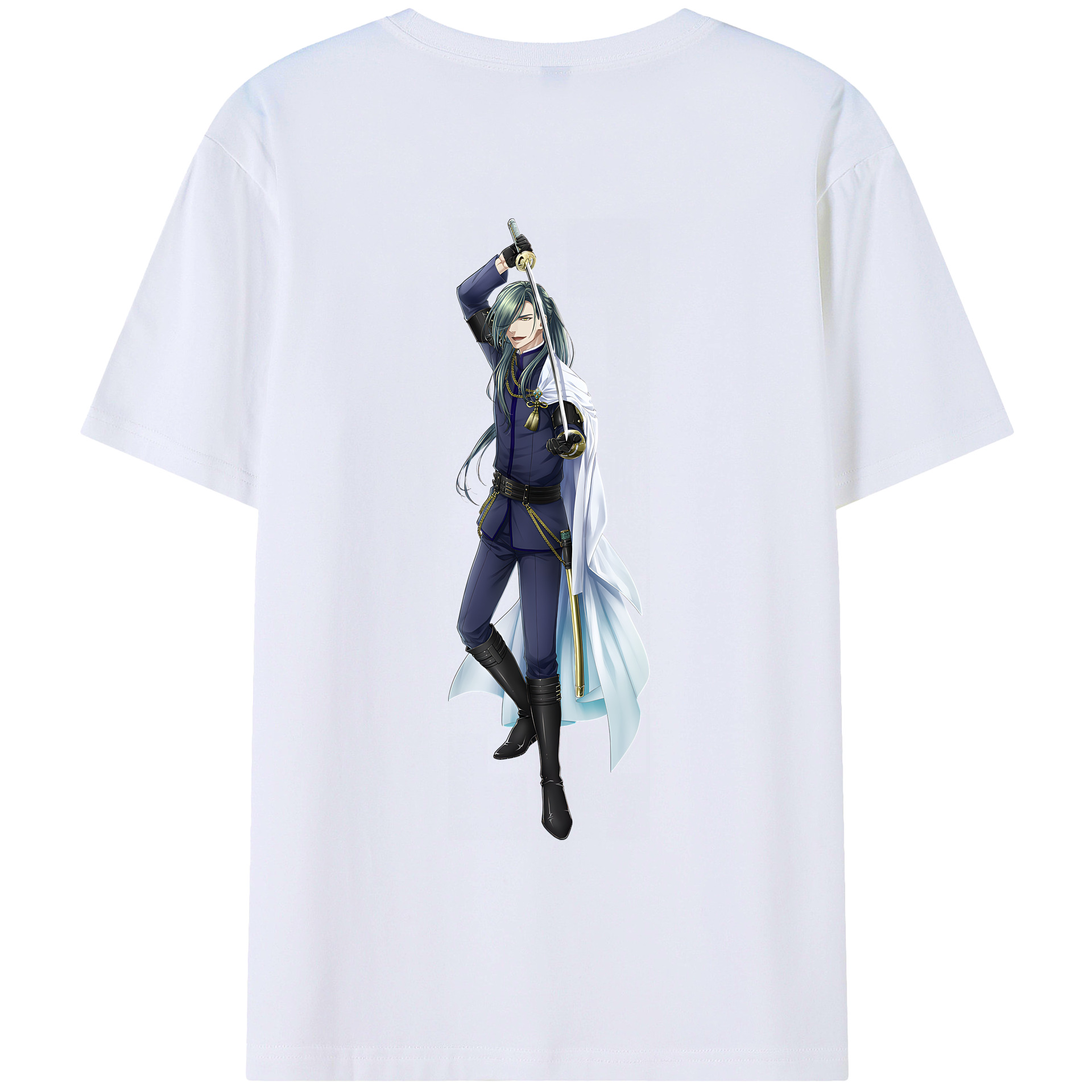 （画像用） 刀剣乱舞 Touken Ranbu 綿100％ メンズ半袖Tシャツ（バックプリント） 通気性