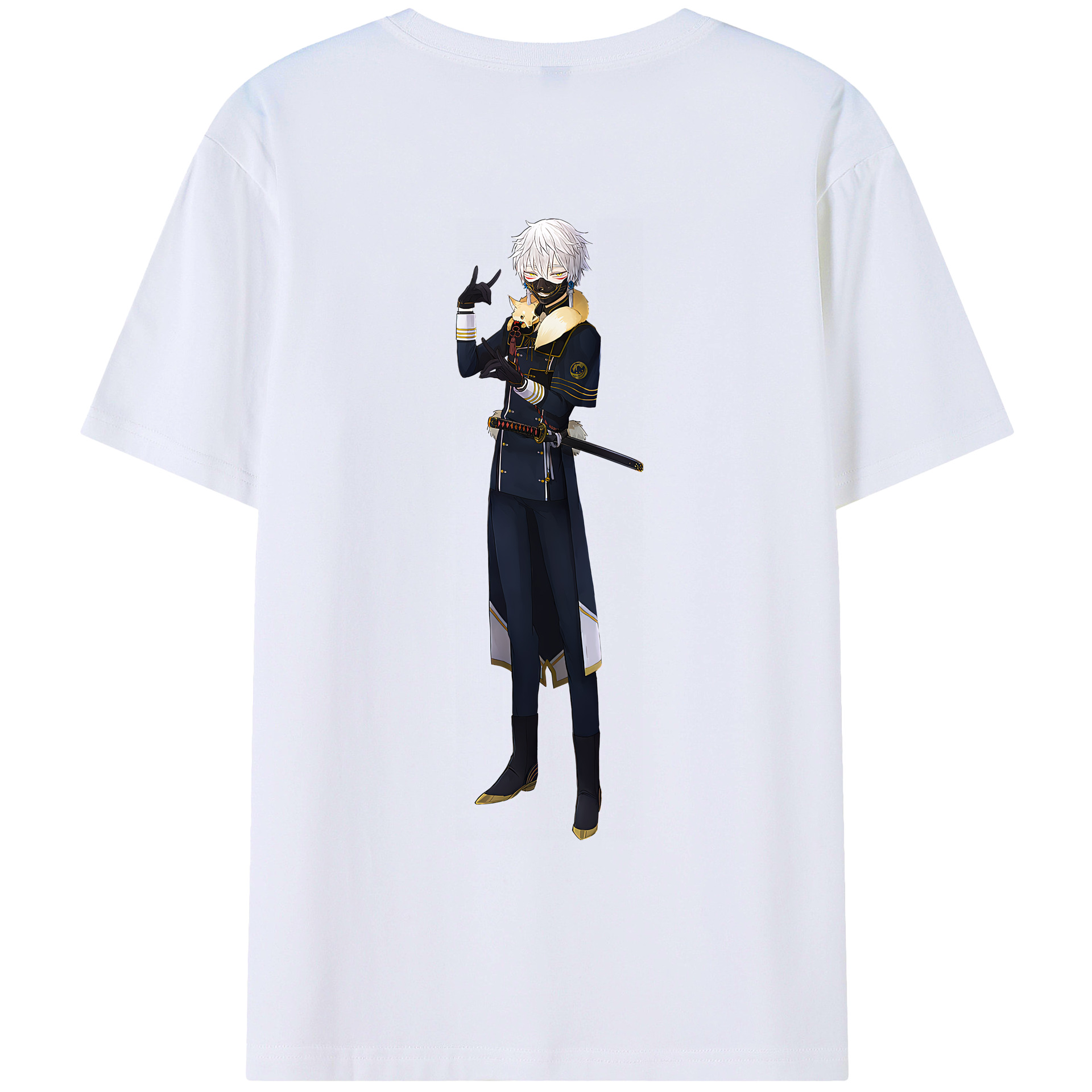 （画像用） 刀剣乱舞 Touken Ranbu 綿100％ メンズ半袖Tシャツ（バックプリント） 通気性