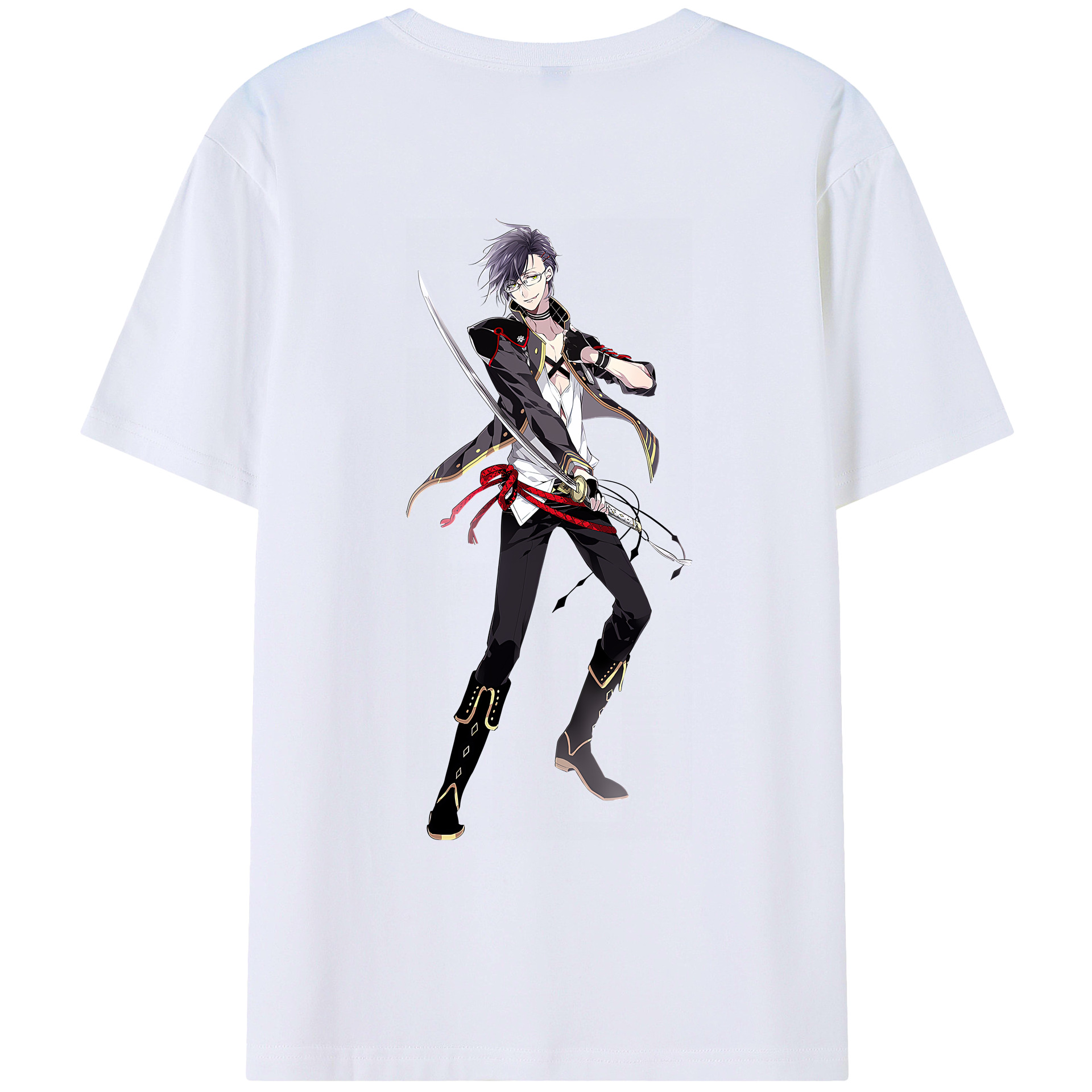 （画像用） 刀剣乱舞 Touken Ranbu 綿100％ メンズ半袖Tシャツ（バックプリント） 通気性