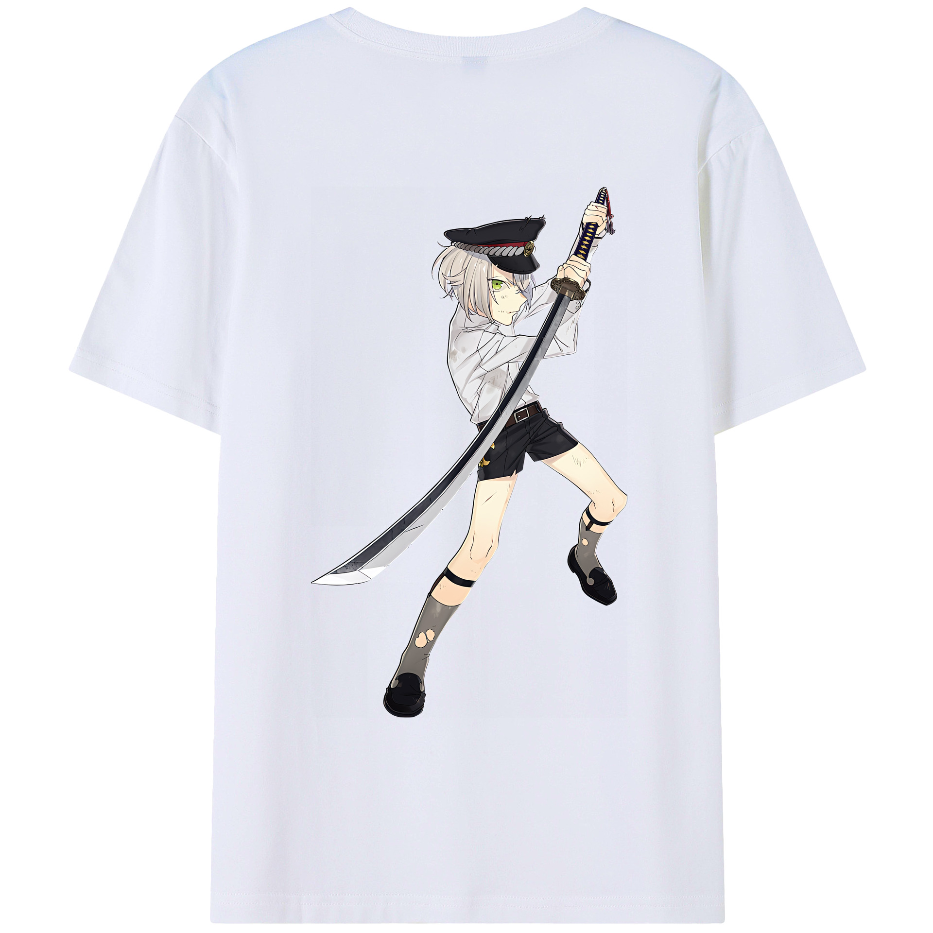 （画像用） 刀剣乱舞 Touken Ranbu 綿100％ メンズ半袖Tシャツ（バックプリント） 通気性