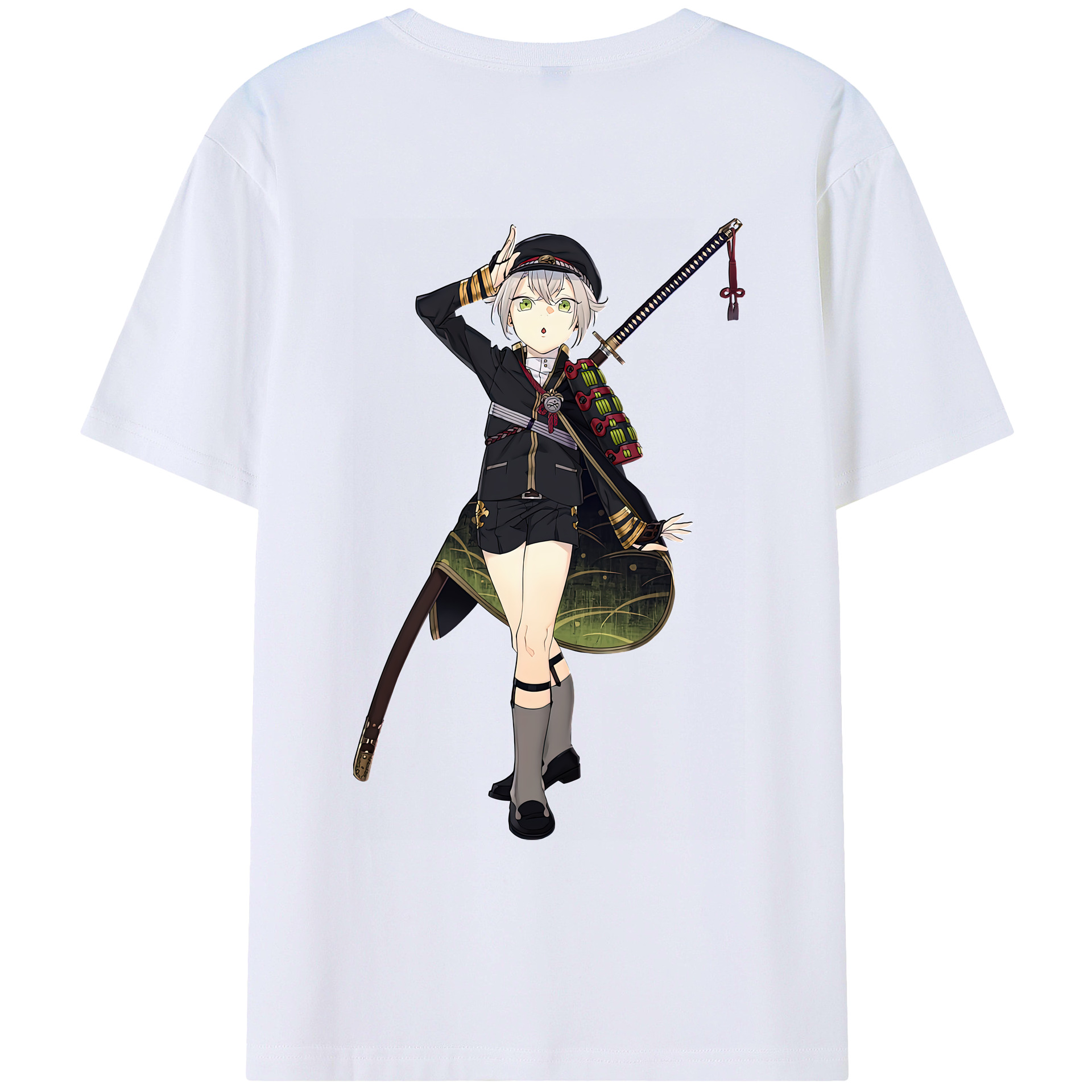 （画像用） 刀剣乱舞 Touken Ranbu 綿100％ メンズ半袖Tシャツ（バックプリント） 通気性