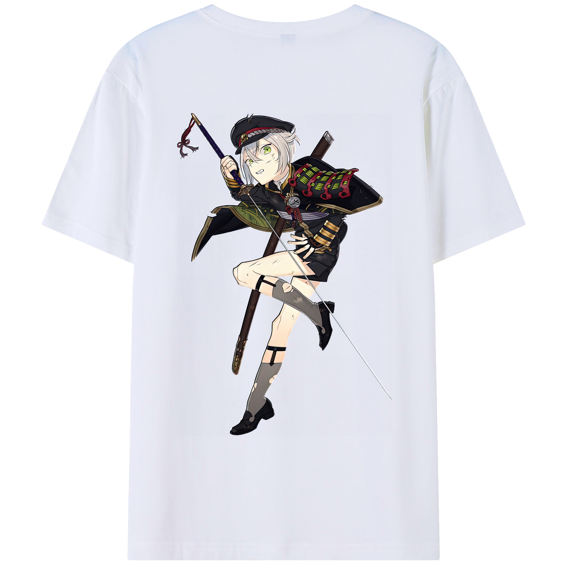 （画像用） 刀剣乱舞 Touken Ranbu 綿100％ メンズ半袖Tシャツ（バックプリント） 通気性