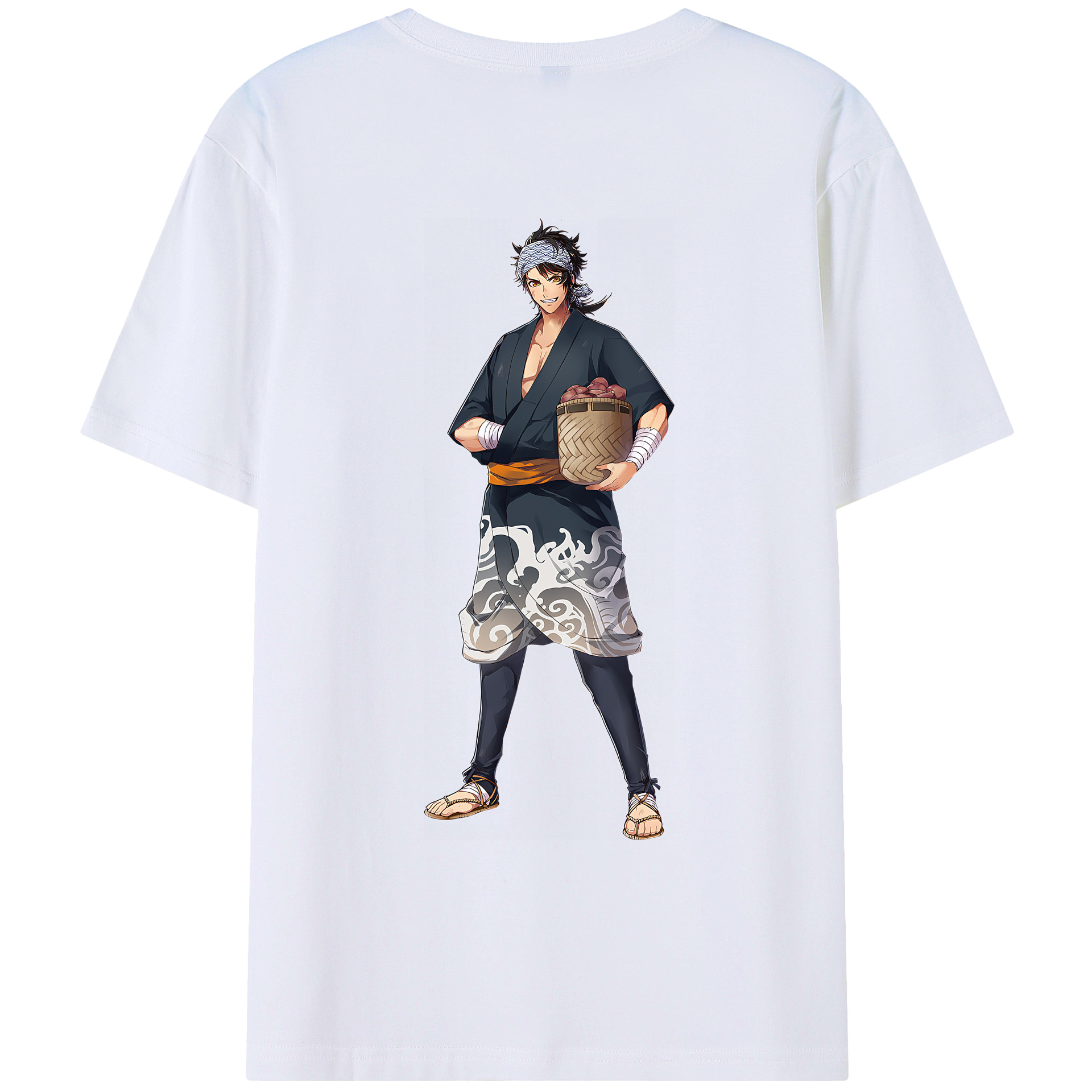 （画像用） 刀剣乱舞 Touken Ranbu 綿100％ メンズ半袖Tシャツ（バックプリント） 通気性