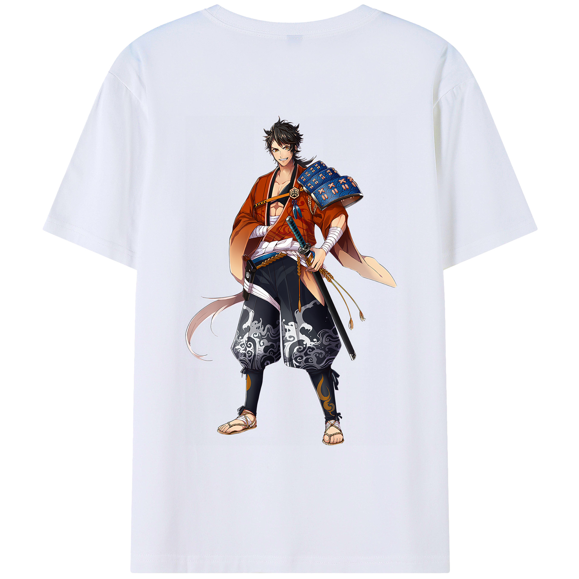 （画像用） 刀剣乱舞 Touken Ranbu 綿100％ メンズ半袖Tシャツ（バックプリント） 通気性