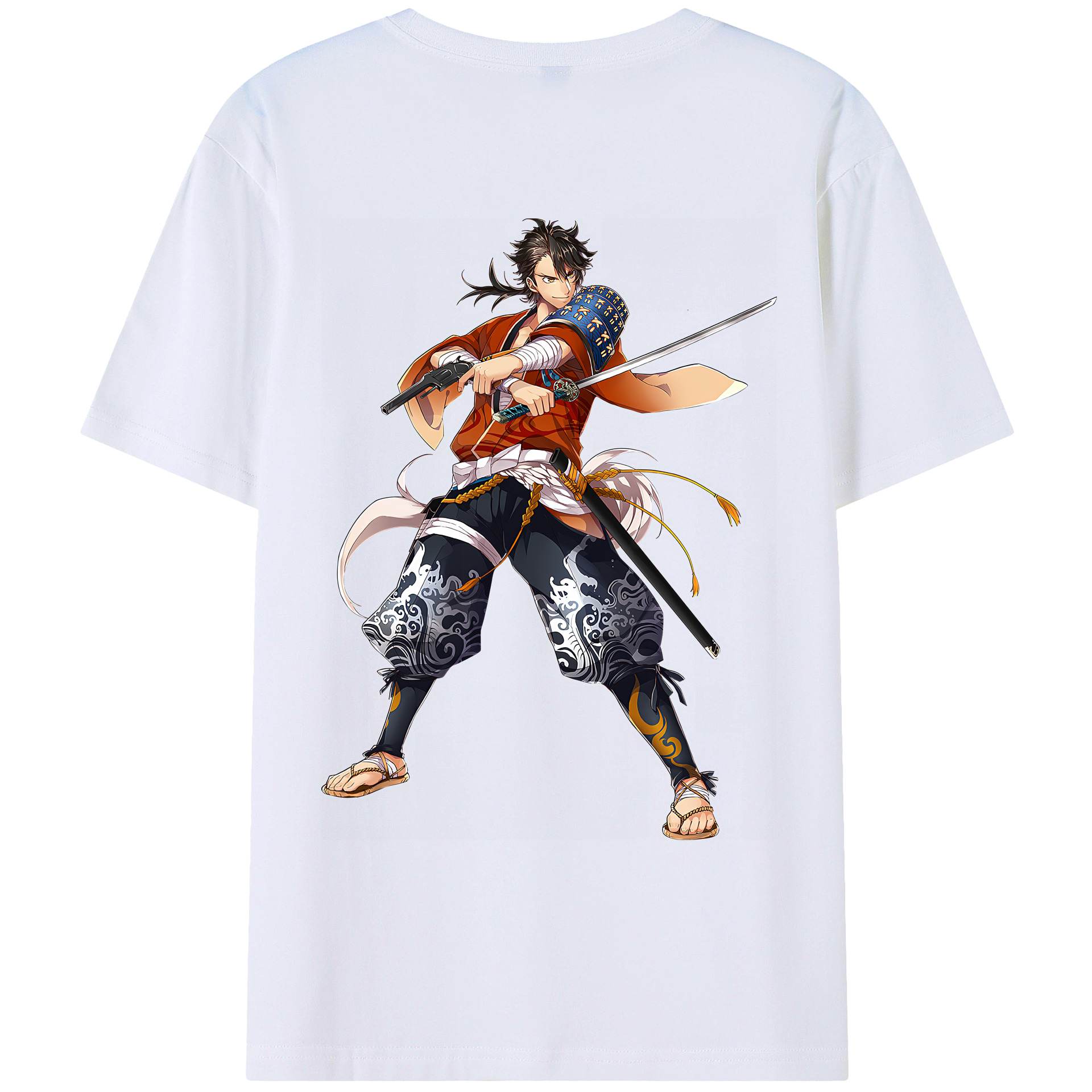 （画像用） 刀剣乱舞 Touken Ranbu 綿100％ メンズ半袖Tシャツ（バックプリント） 通気性