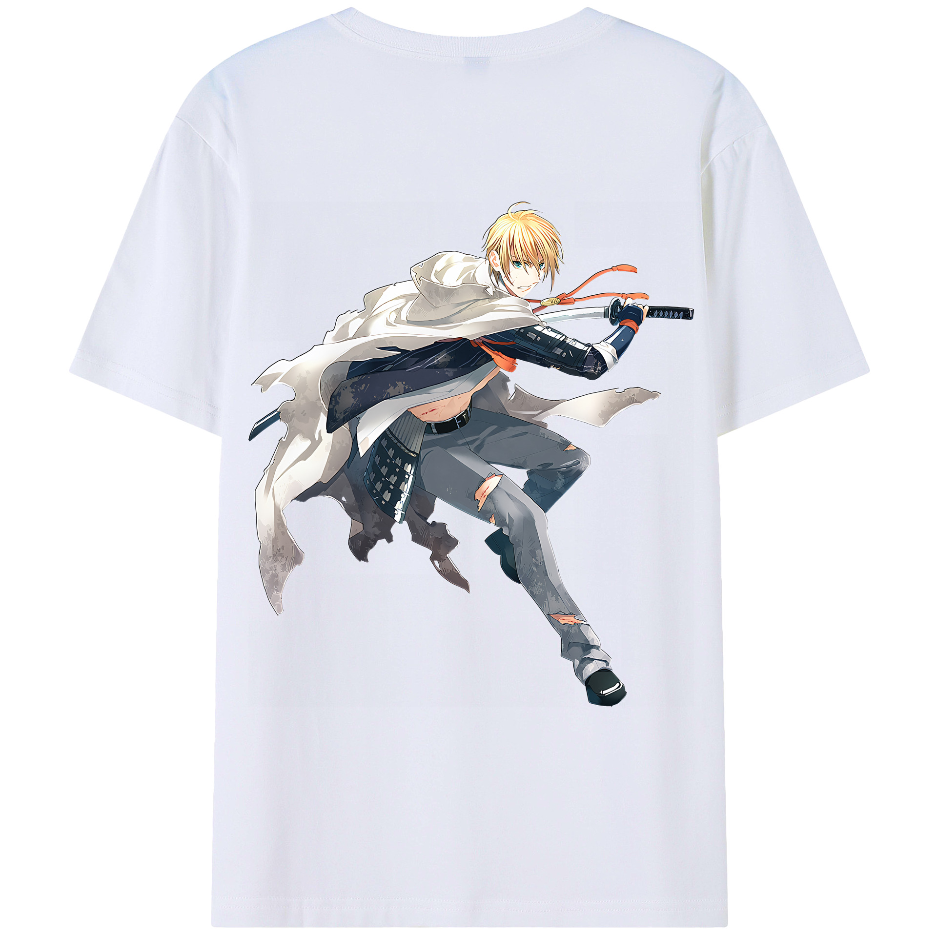 （画像用） 刀剣乱舞 Touken Ranbu 綿100％ メンズ半袖Tシャツ（バックプリント） 通気性