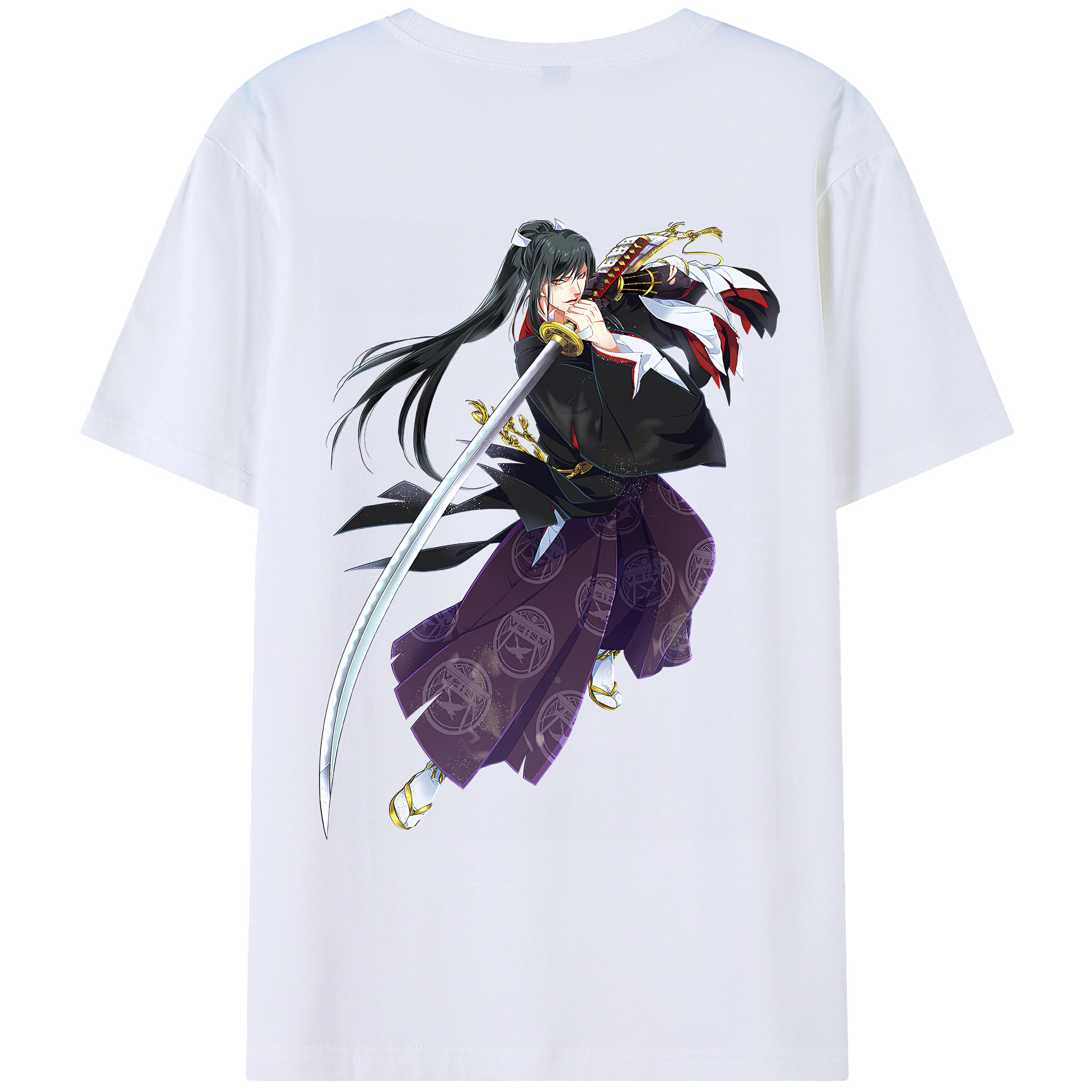 （画像用） 刀剣乱舞 Touken Ranbu 綿100％ メンズ半袖Tシャツ（バックプリント） 通気性