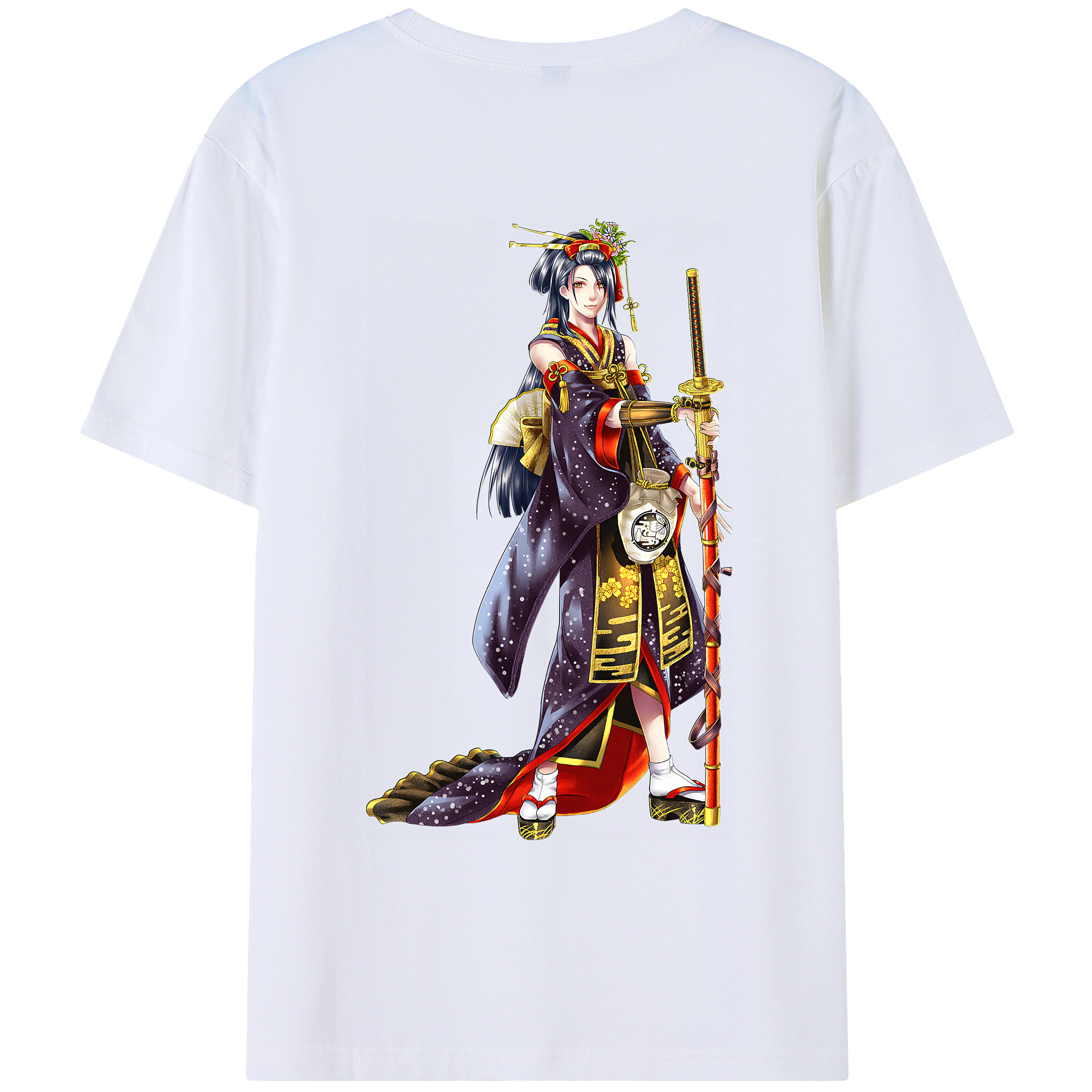 （画像用） 刀剣乱舞 Touken Ranbu 綿100％ メンズ半袖Tシャツ（バックプリント） 通気性
