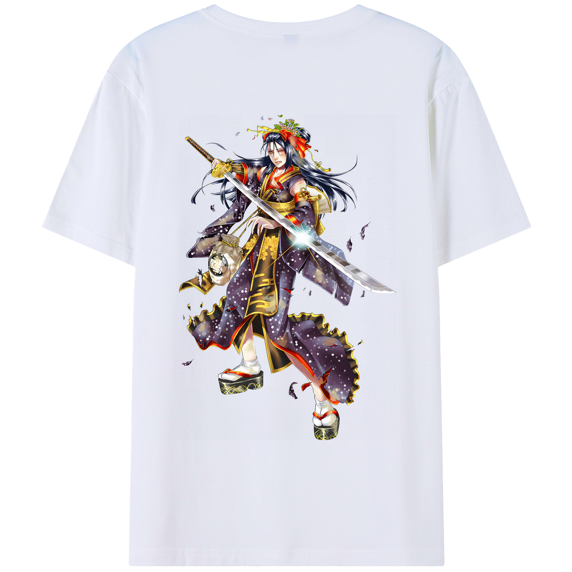 （画像用） 刀剣乱舞 Touken Ranbu 綿100％ メンズ半袖Tシャツ（バックプリント） 通気性