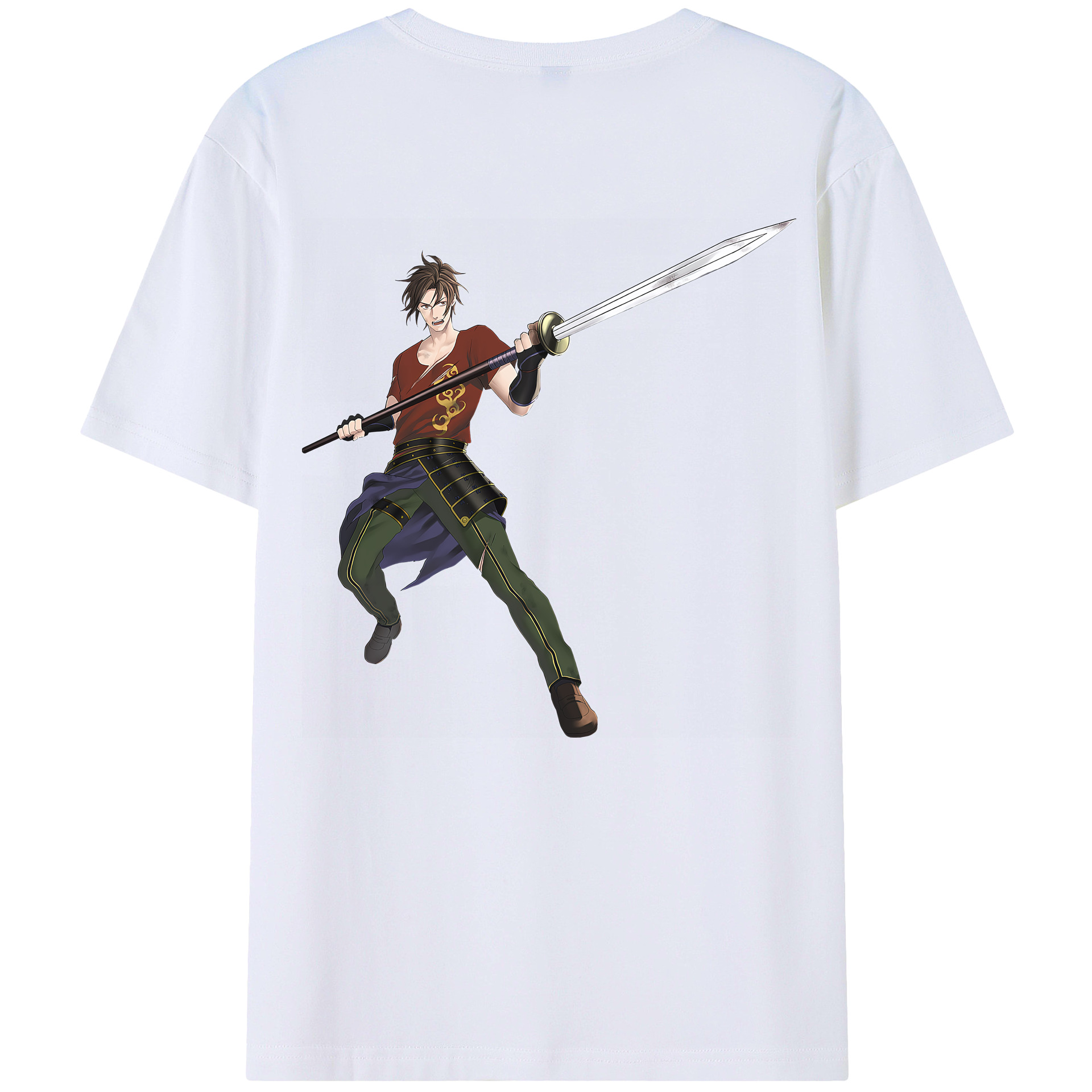 （画像用） 刀剣乱舞 Touken Ranbu 綿100％ メンズ半袖Tシャツ（バックプリント） 通気性