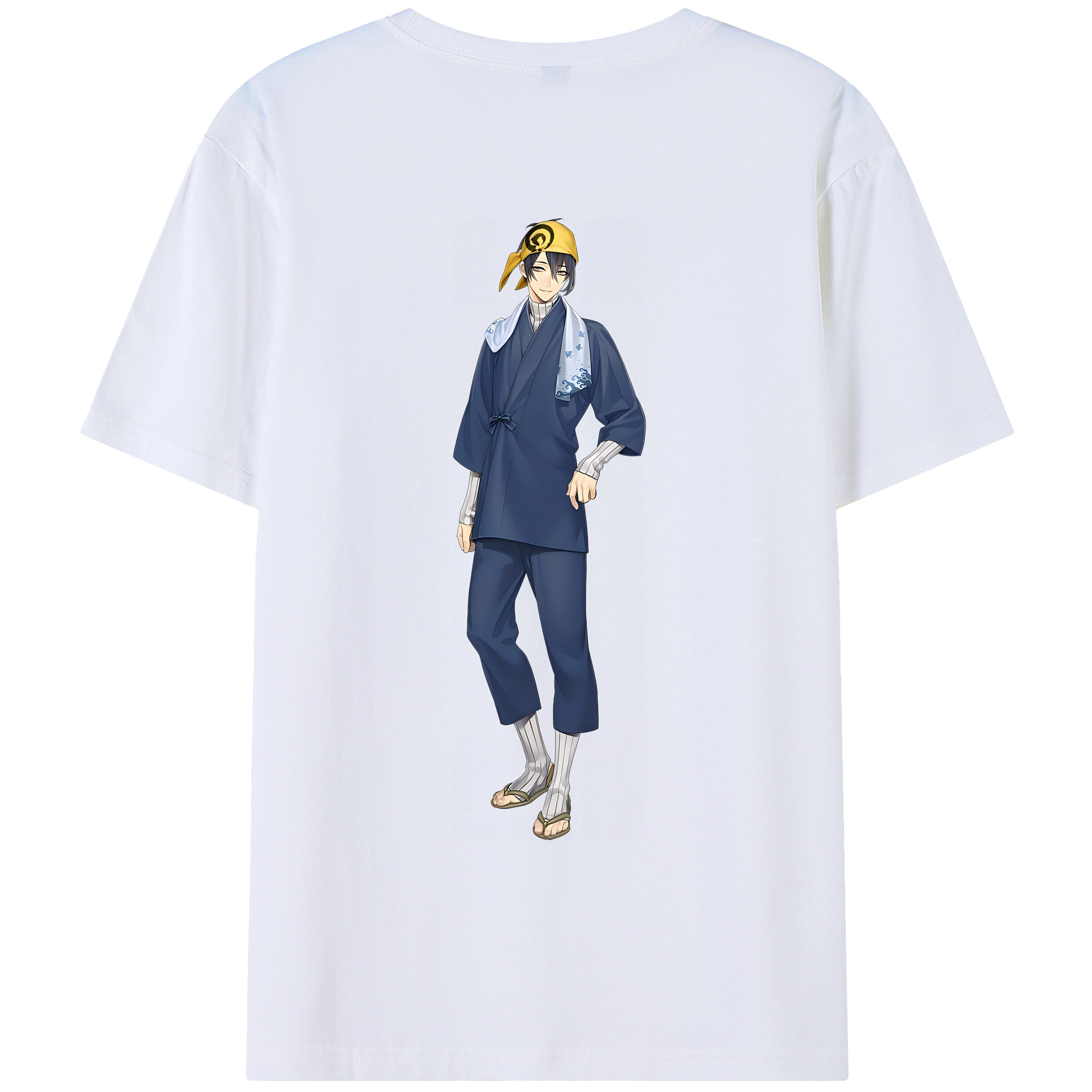 （画像用） 刀剣乱舞 Touken Ranbu 綿100％ メンズ半袖Tシャツ（バックプリント） 通気性