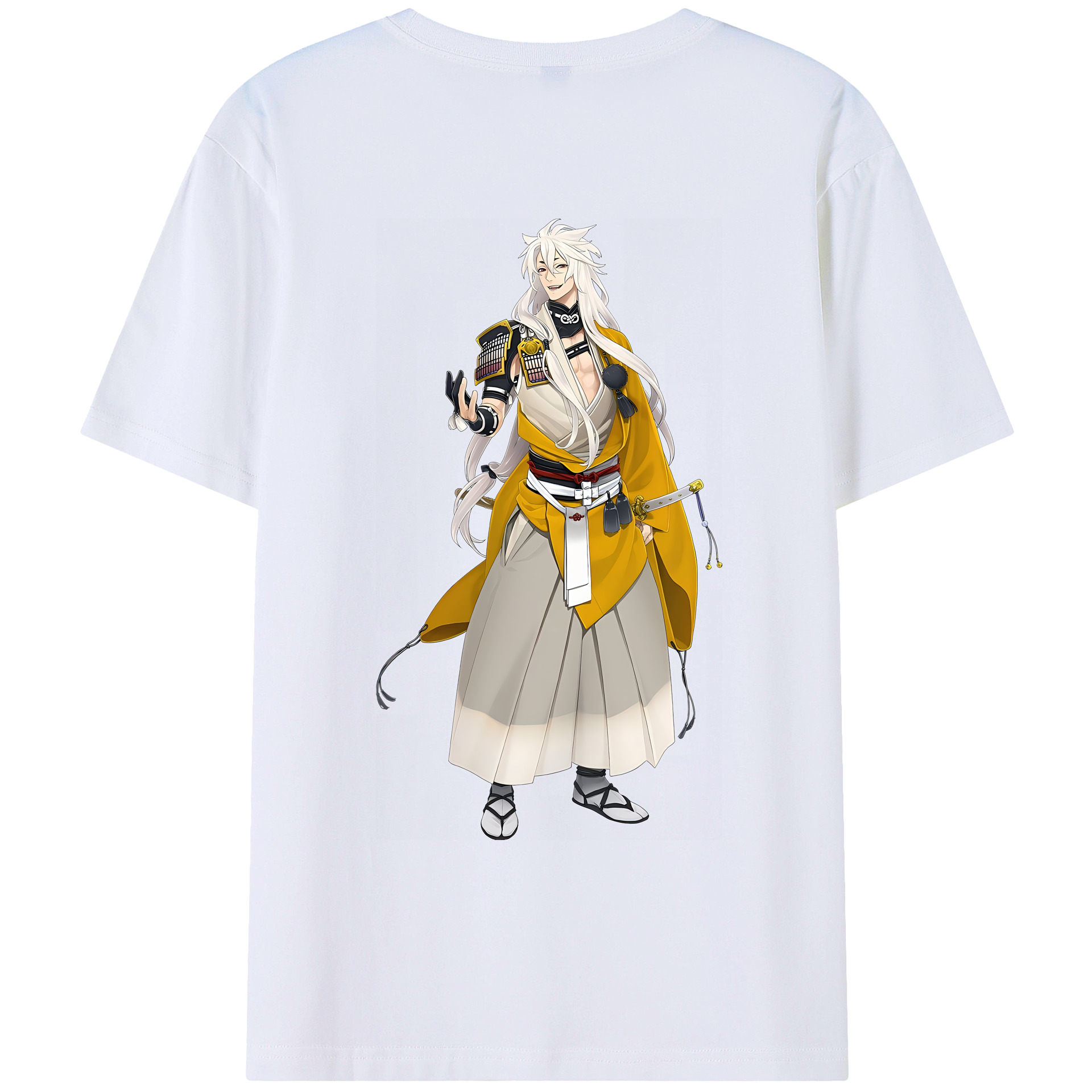 （画像用） 刀剣乱舞 Touken Ranbu 綿100％ メンズ半袖Tシャツ（バックプリント） 通気性