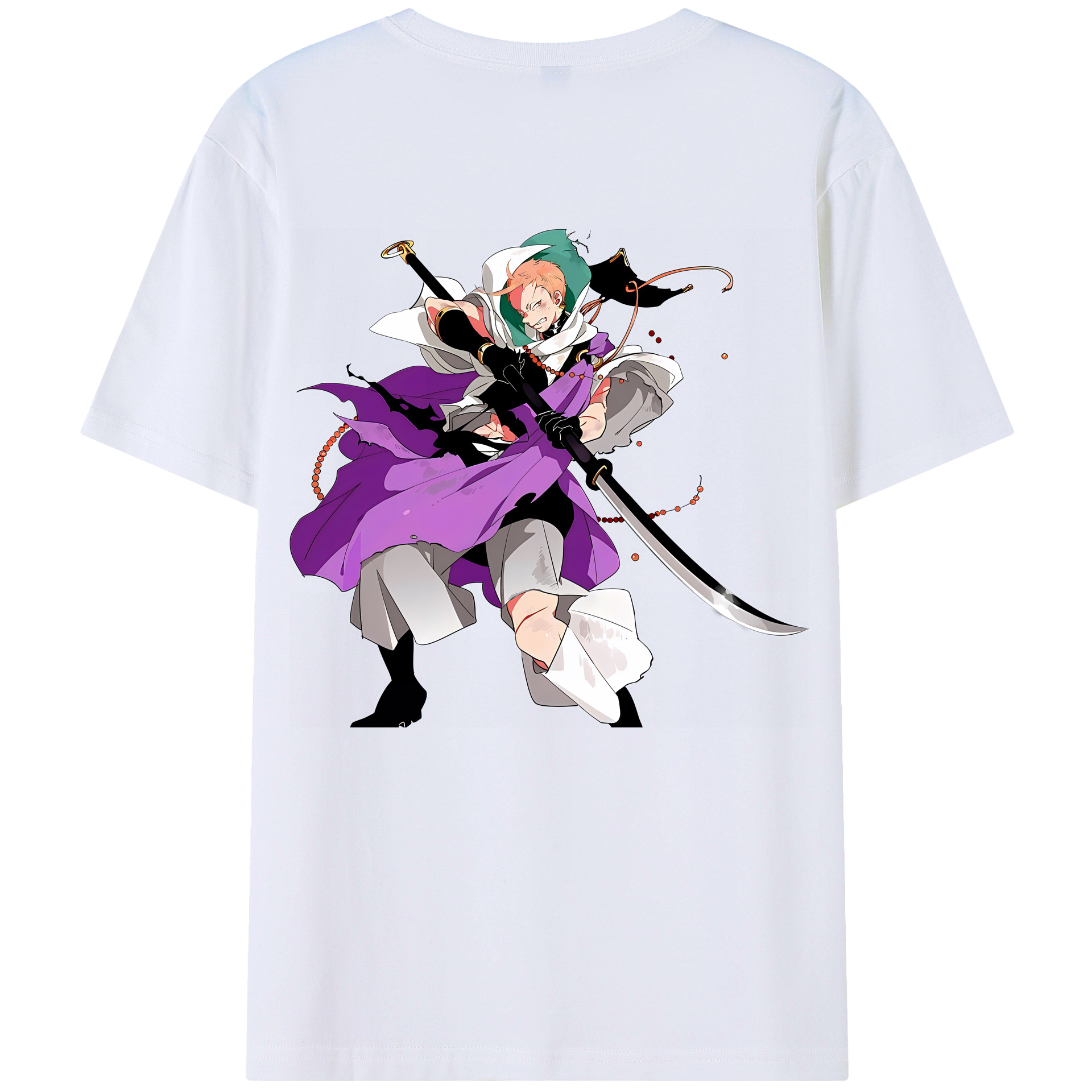 （画像用） 刀剣乱舞 Touken Ranbu 綿100％ メンズ半袖Tシャツ（バックプリント） 通気性