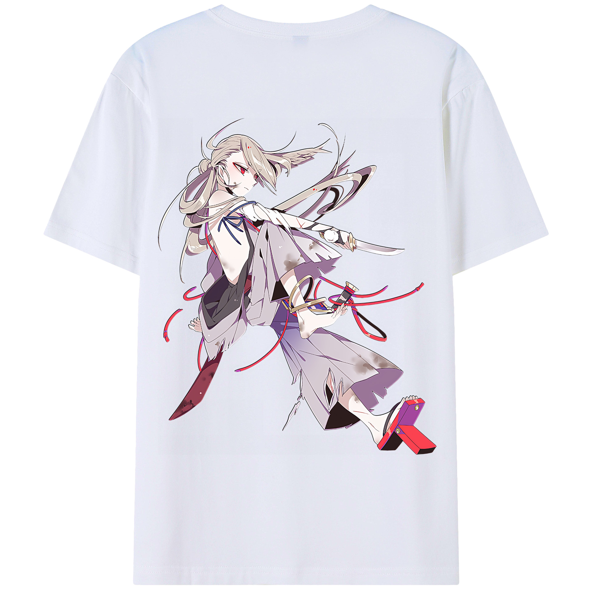 （画像用） 刀剣乱舞 Touken Ranbu 綿100％ メンズ半袖Tシャツ（バックプリント） 通気性
