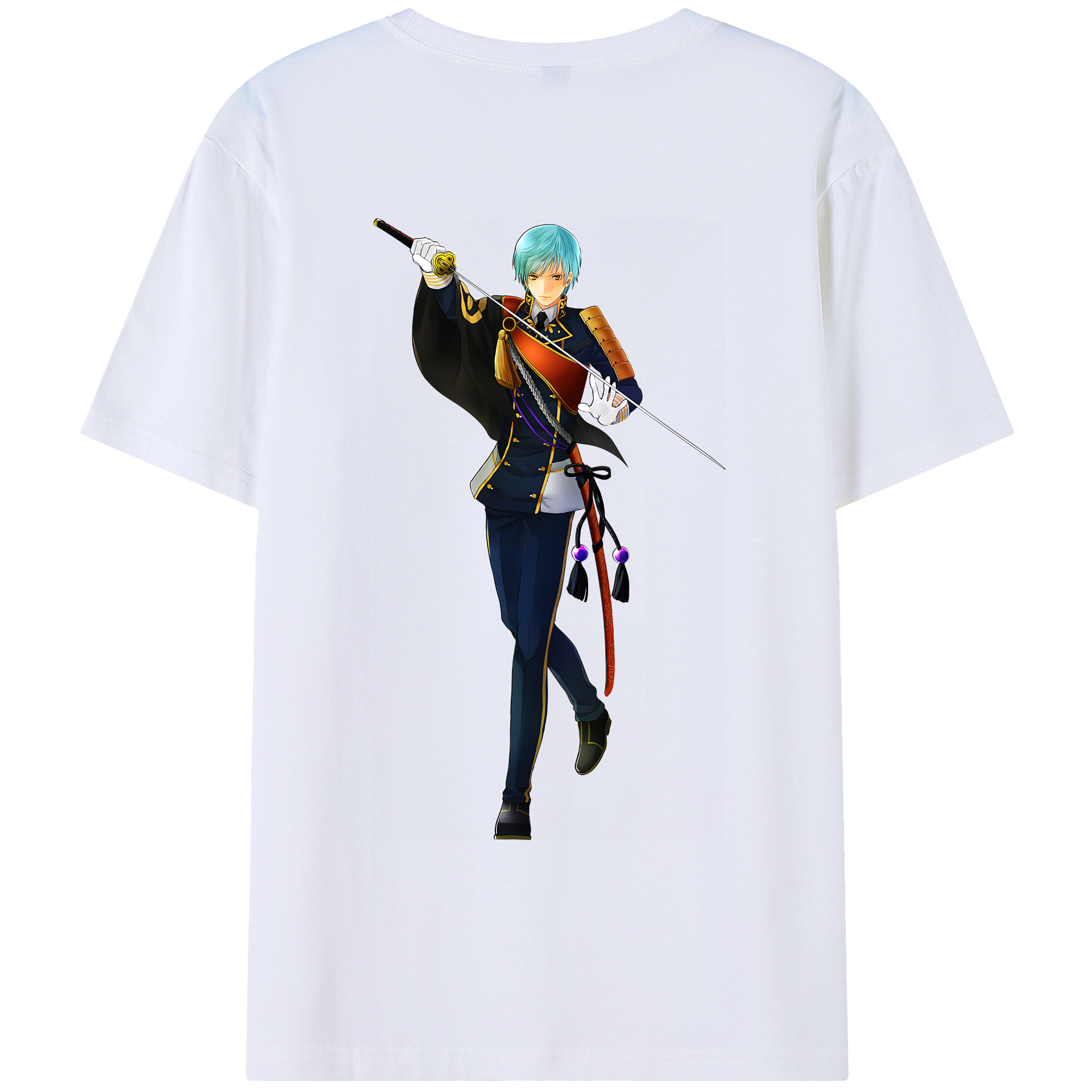 （画像用） 刀剣乱舞 Touken Ranbu 綿100％ メンズ半袖Tシャツ（バックプリント） 通気性