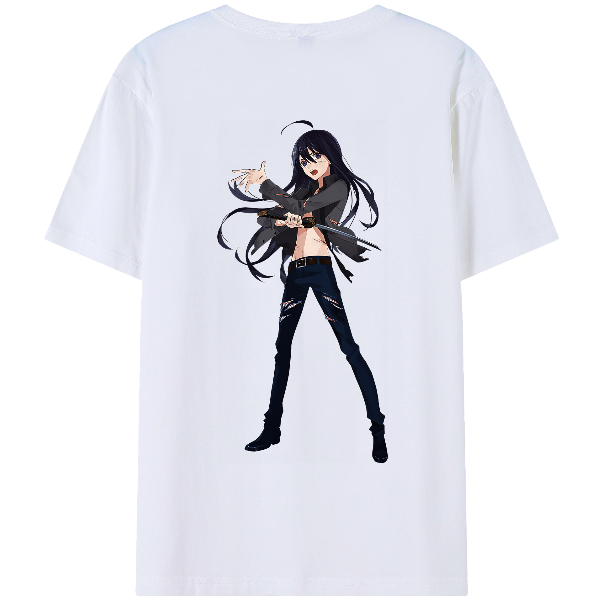 （画像用） 刀剣乱舞 Touken Ranbu 綿100％ メンズ半袖Tシャツ（バックプリント） 通気性
