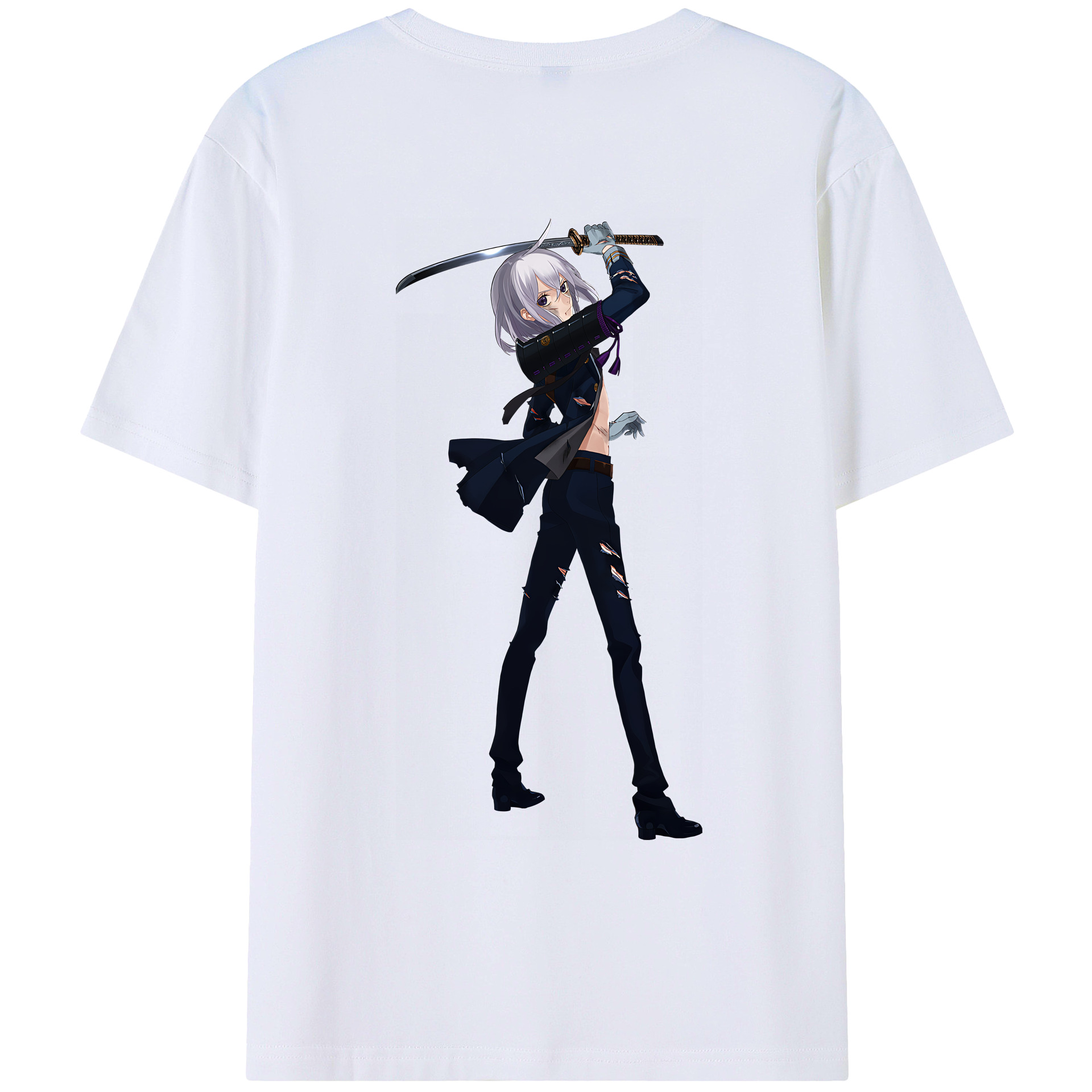 （画像用） 刀剣乱舞 Touken Ranbu 綿100％ メンズ半袖Tシャツ（バックプリント） 通気性