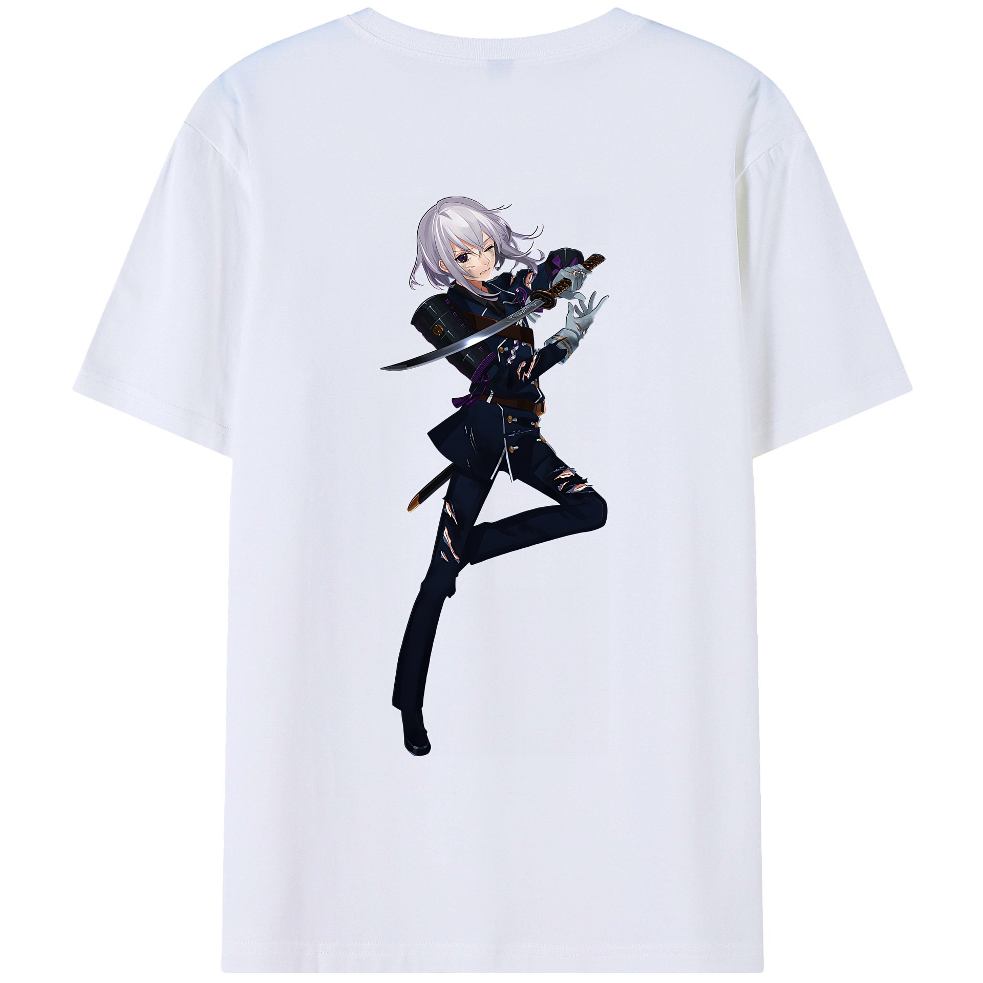 （画像用） 刀剣乱舞 Touken Ranbu 綿100％ メンズ半袖Tシャツ（バックプリント） 通気性