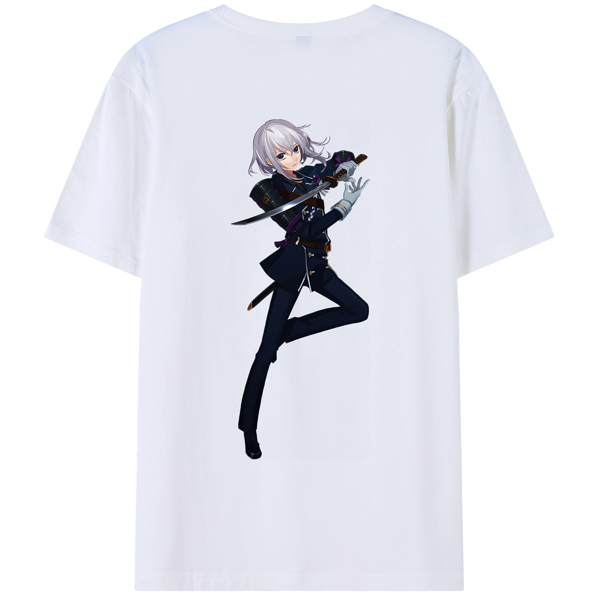 （画像用） 刀剣乱舞 Touken Ranbu 綿100％ メンズ半袖Tシャツ（バックプリント） 通気性