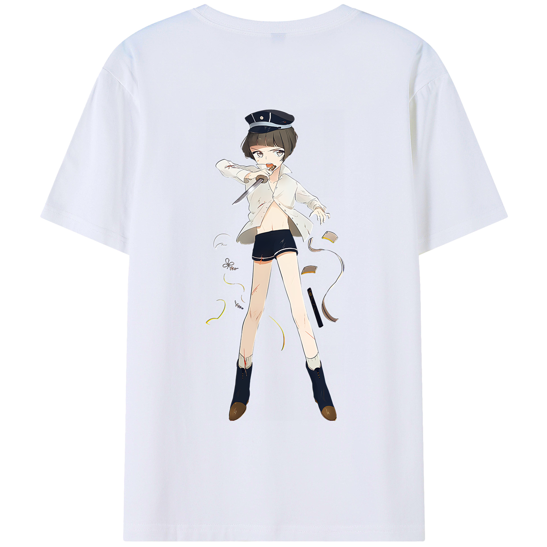 （画像用） 刀剣乱舞 Touken Ranbu 綿100％ メンズ半袖Tシャツ（バックプリント） 通気性